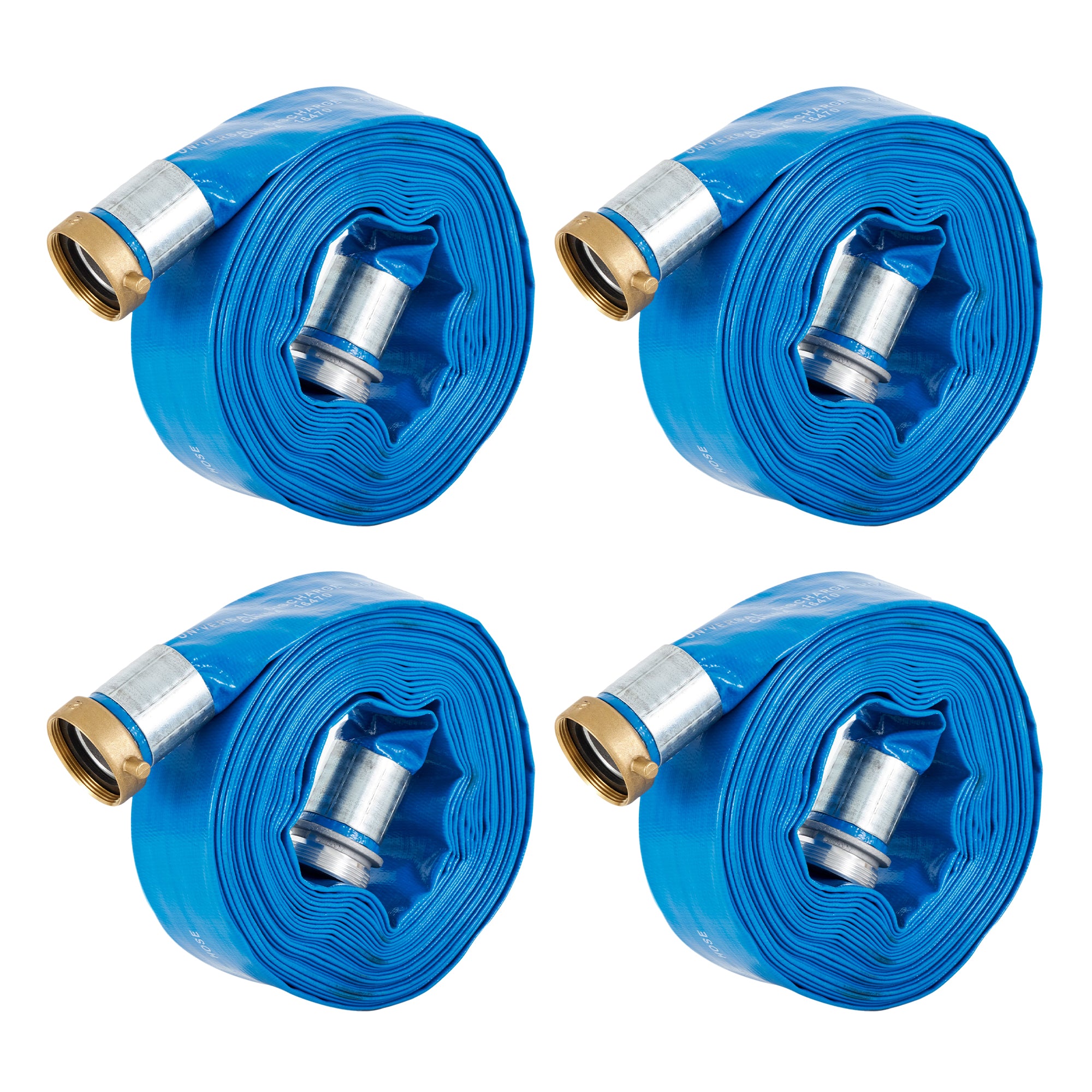 Apache 98138045 2" Diameter 50' Long PVC Lay-Flat Discharge Hose, Blue (4 Pack)