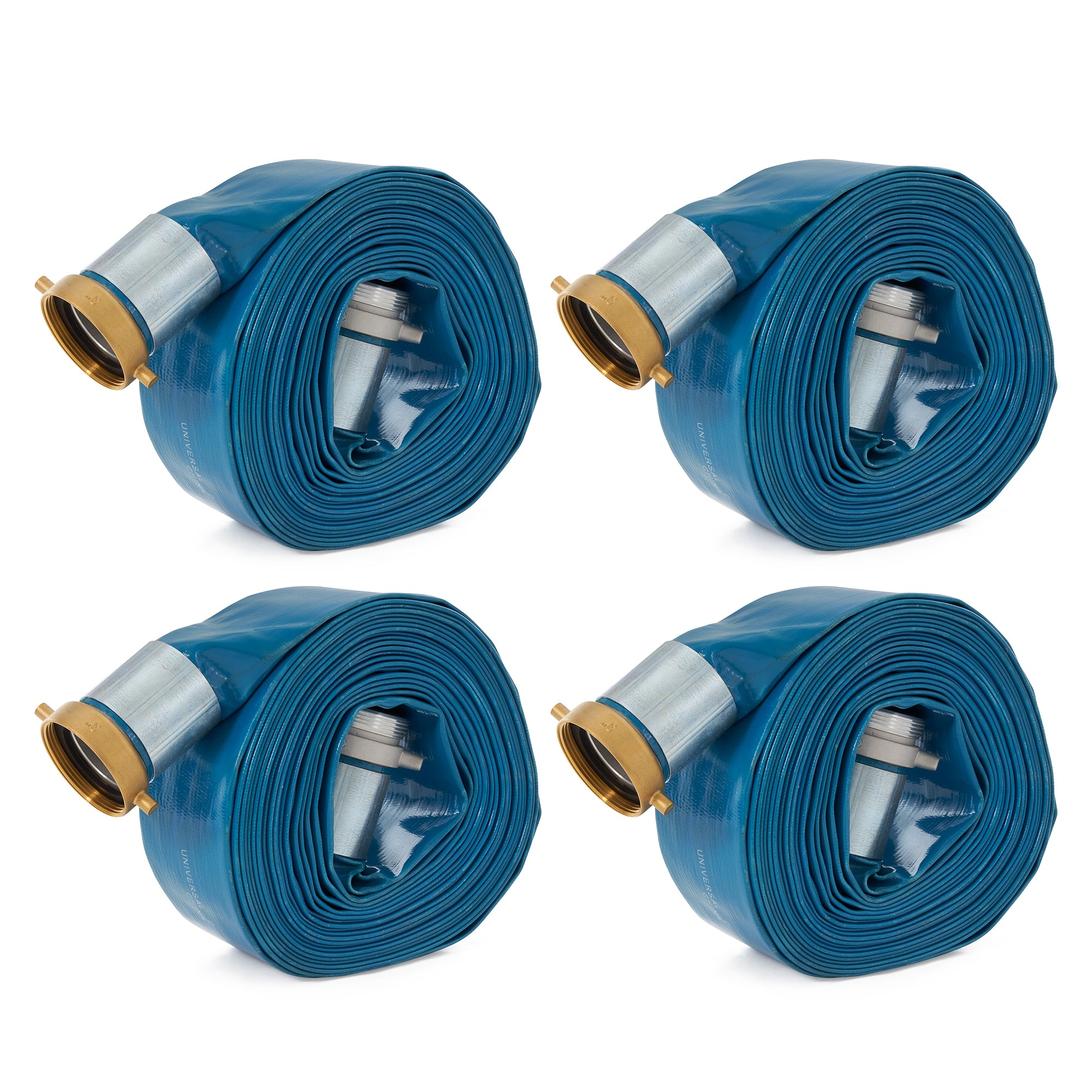 Apache 98138065 3 Inch Diameter 50 Foot 55 psi PVC Lay Flat Hose, Blue (4 Pack) - VMInnovations
