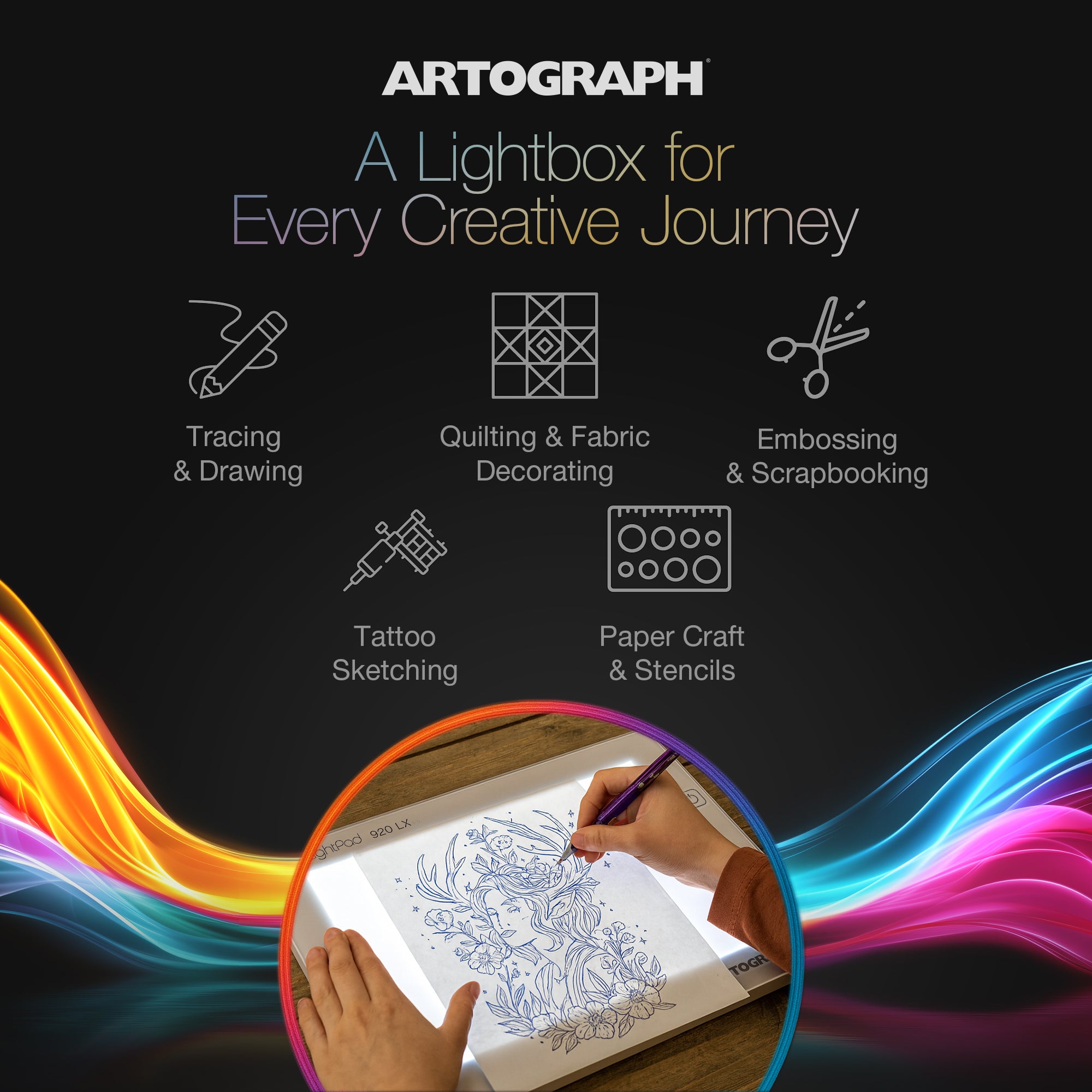 LightPad 9x6 Inch Thin Dimmable LED Light Box for Tracing and Drawing(Open Box) - VMInnovations