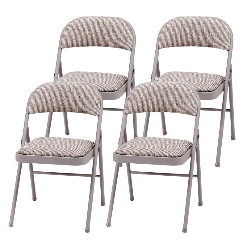 MECO Sudden Comfort Metal Fabric Padded Folding Chair, Gray (4 Pack) (Open Box)