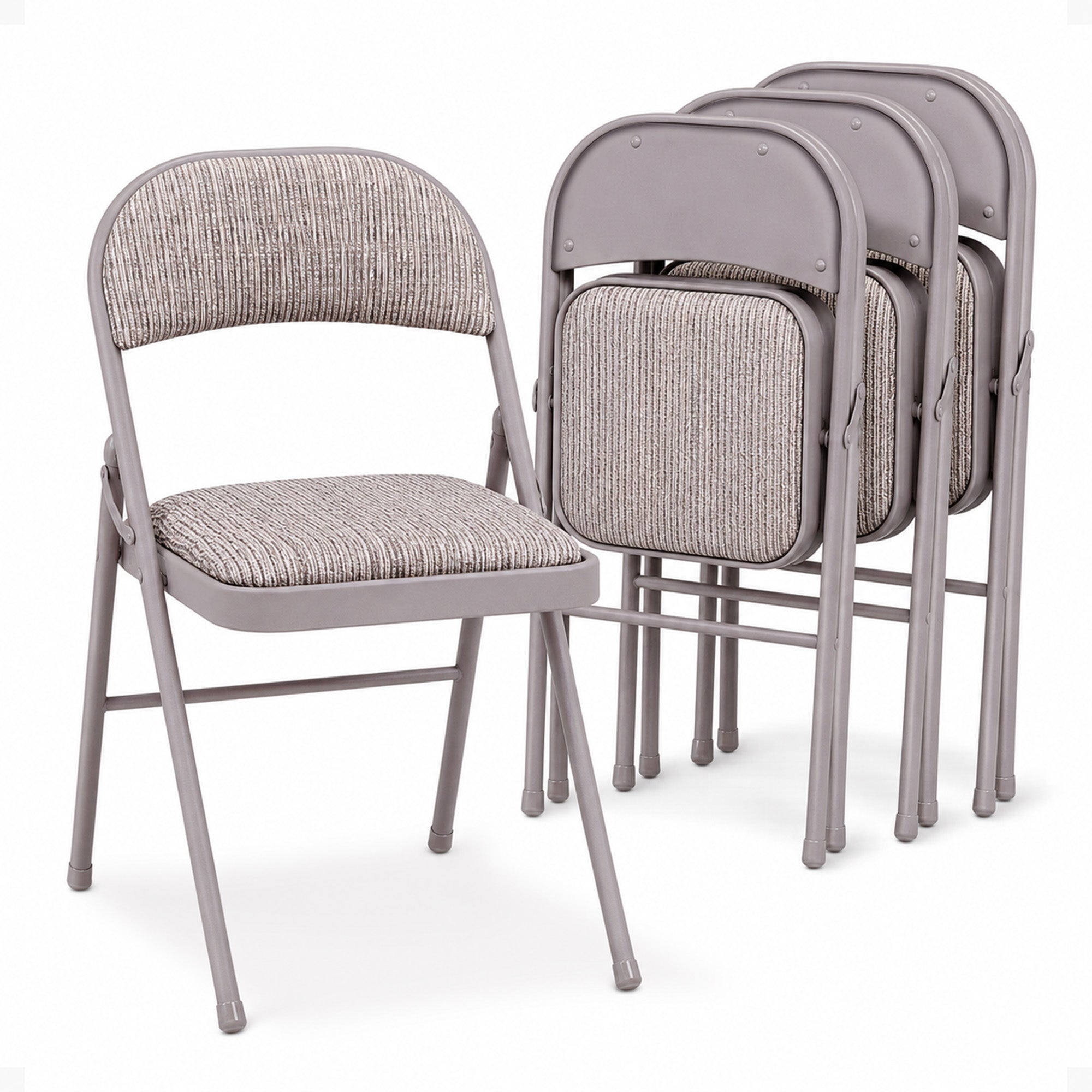 MECO Sudden Comfort Deluxe Fabric Padded Folding Chair Set, Chicory Lace(4 Pack)