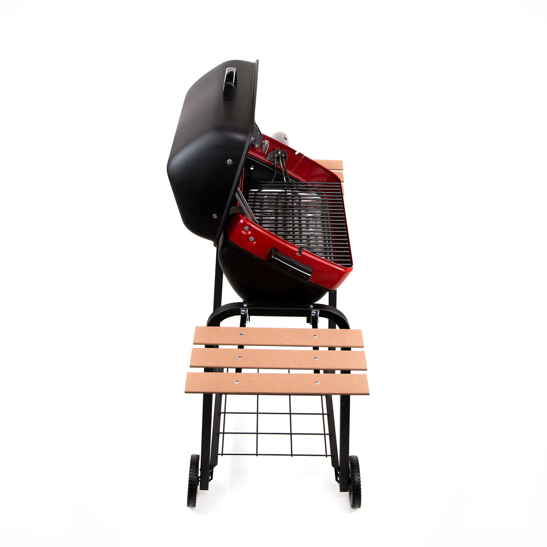 Americana 9325U8.181 Portable Electric Cart Grill with Two Folding Tables, Red - VMInnovations