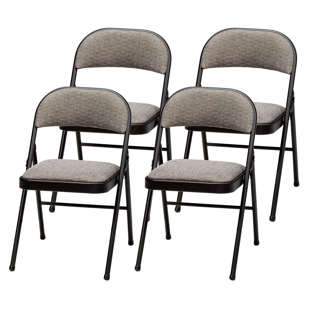 MECO Sudden Comfort Deluxe Metal Fabric Padded Chair Set, Black 4 PK(Open Box) - VMInnovations
