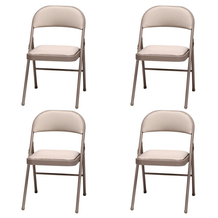 MECO Sudden Comfort Deluxe Metal Fabric Padded Folding Chair, Sand Tan (4 Pack)