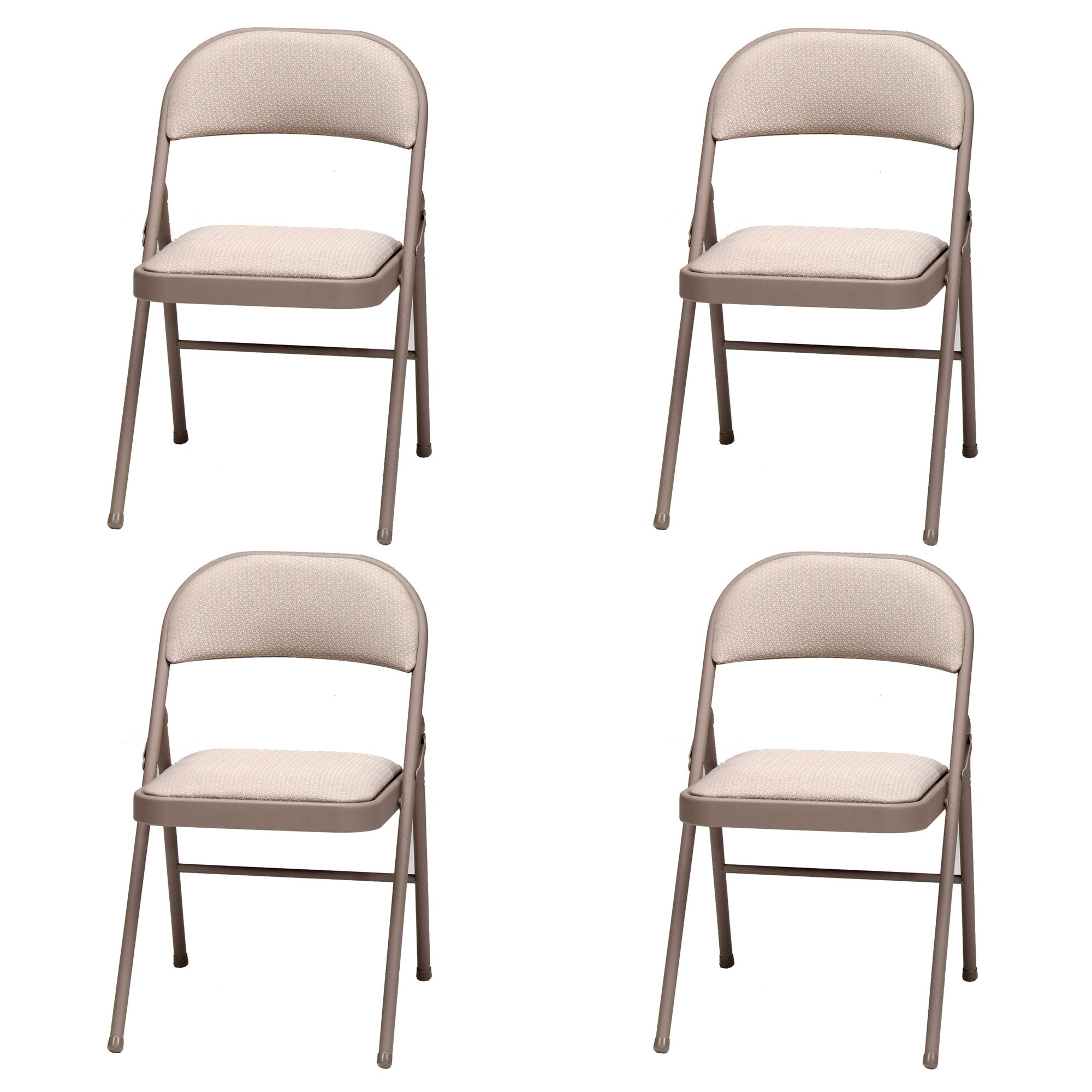 MECO Sudden Comfort Deluxe Metal Fabric Padded Folding Chair, Tan (4 Pack)(Used) - VMInnovations