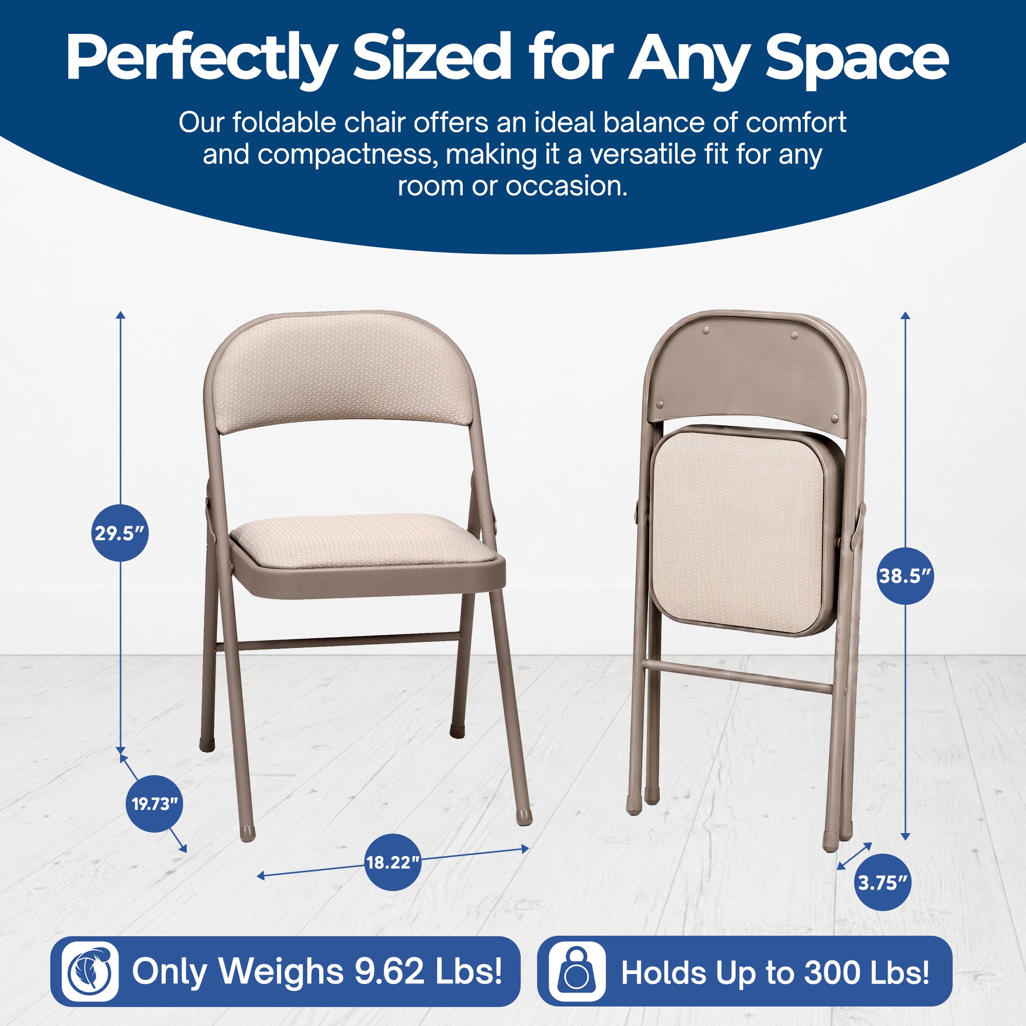 MECO Sudden Comfort Deluxe Metal Fabric Padded Folding Chair, Tan (4 Pack)(Used) - VMInnovations