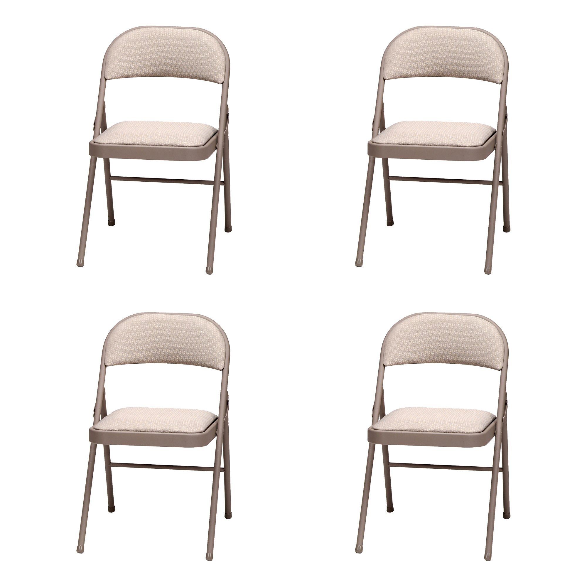 MECO Sudden Comfort Deluxe Metal Fabric Padded Folding Chair, Sand Tan (4 Pack) - VMInnovations
