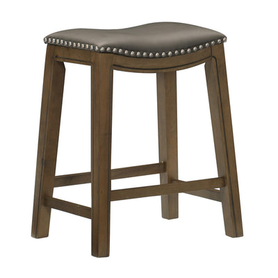 Homelegance 24" Counter Height Wooden Bar Stool Saddle Seat, Brown (4 Pack)