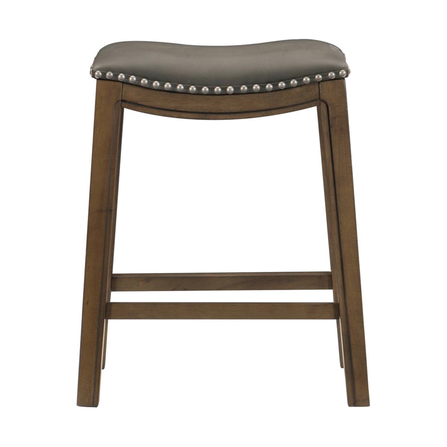 Homelegance 24" Counter Height Wooden Saddle Seat Barstool, Gray Brown (2 Pack) - VMInnovations