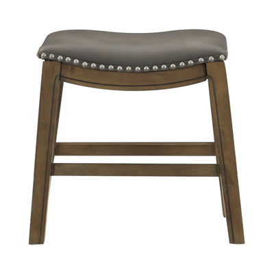 Homelegance 18" Dining Height Wooden Saddle Seat Barstool, Gray Brown (2 Pack)