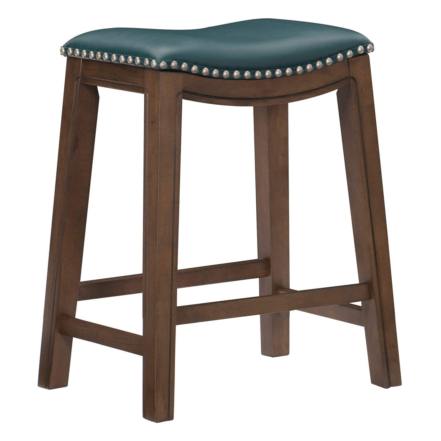 Homelegance 24" Counter Height Wooden Stool Saddle Seat Barstool, Green (4 Pack) - VMInnovations