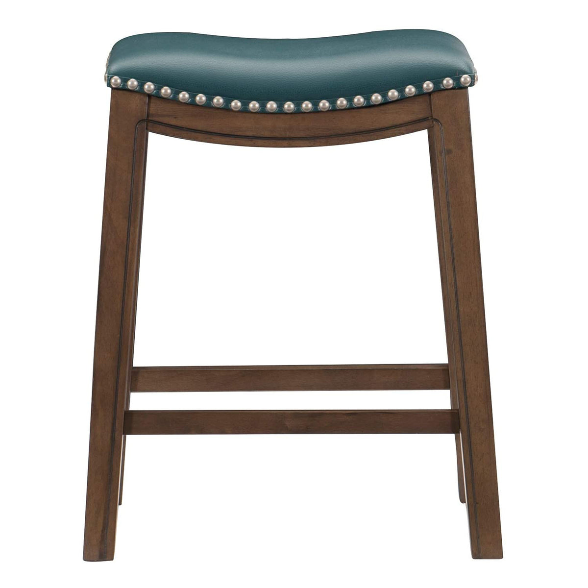 Homelegance 24" Counter Height Wooden Stool Saddle Seat Barstool, Green (2 Pack)