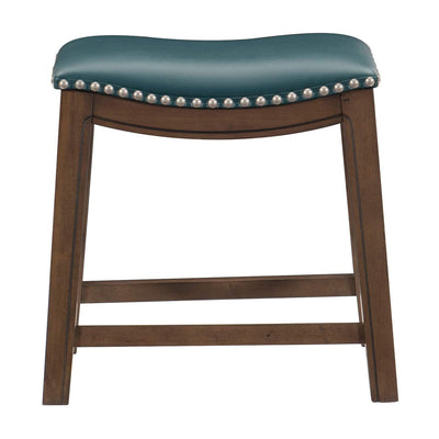Homelegance 18" Dining Height Wooden Saddle Seat Barstool, Green Brown (2 Pack)