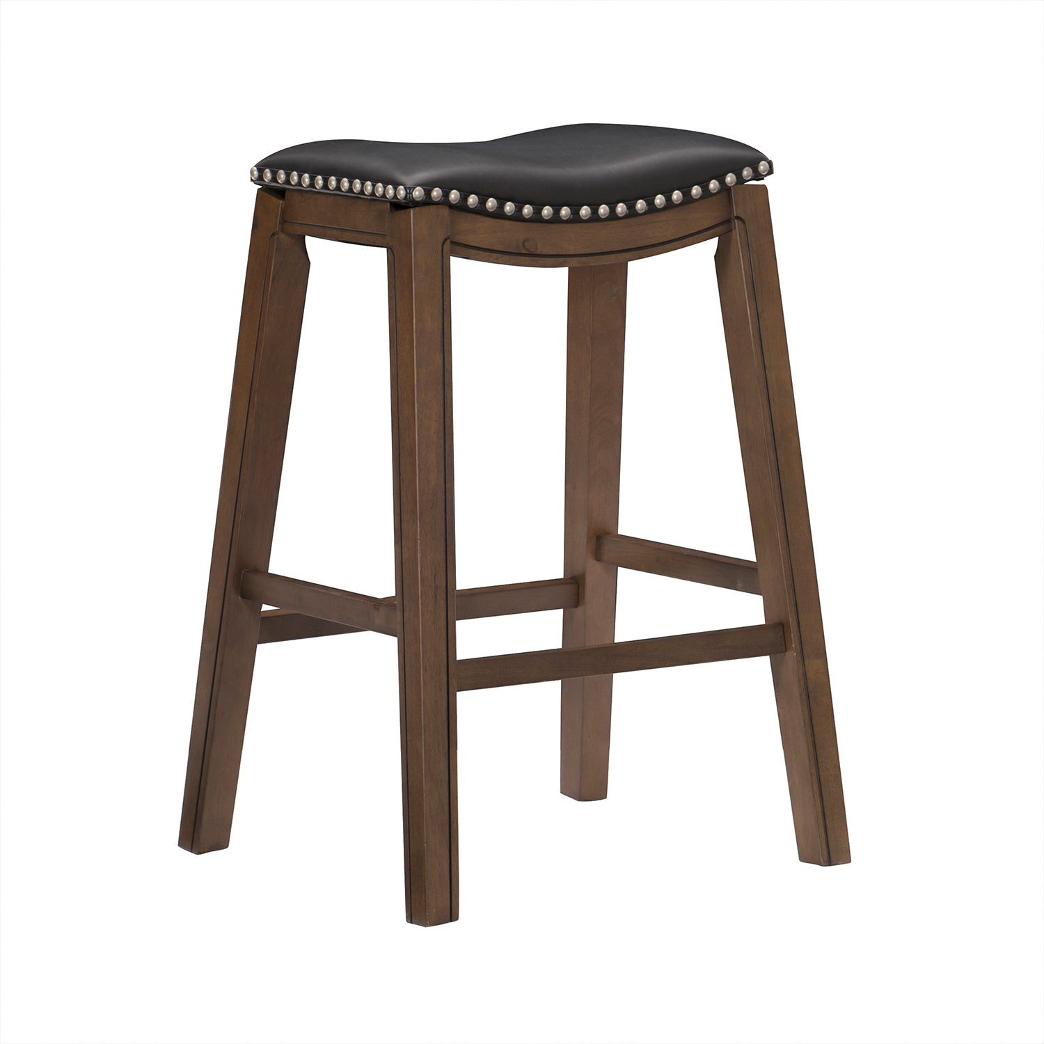 Homelegance 29" Counter Height Wooden Saddle Seat Barstools, Black (2 Pack) - VMInnovations