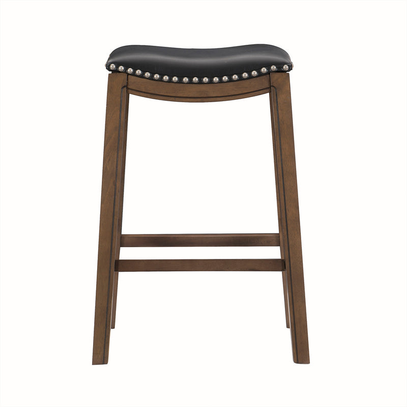 Homelegance 29" Counter Height Wooden Saddle Seat Barstools, Black (2 Pack)