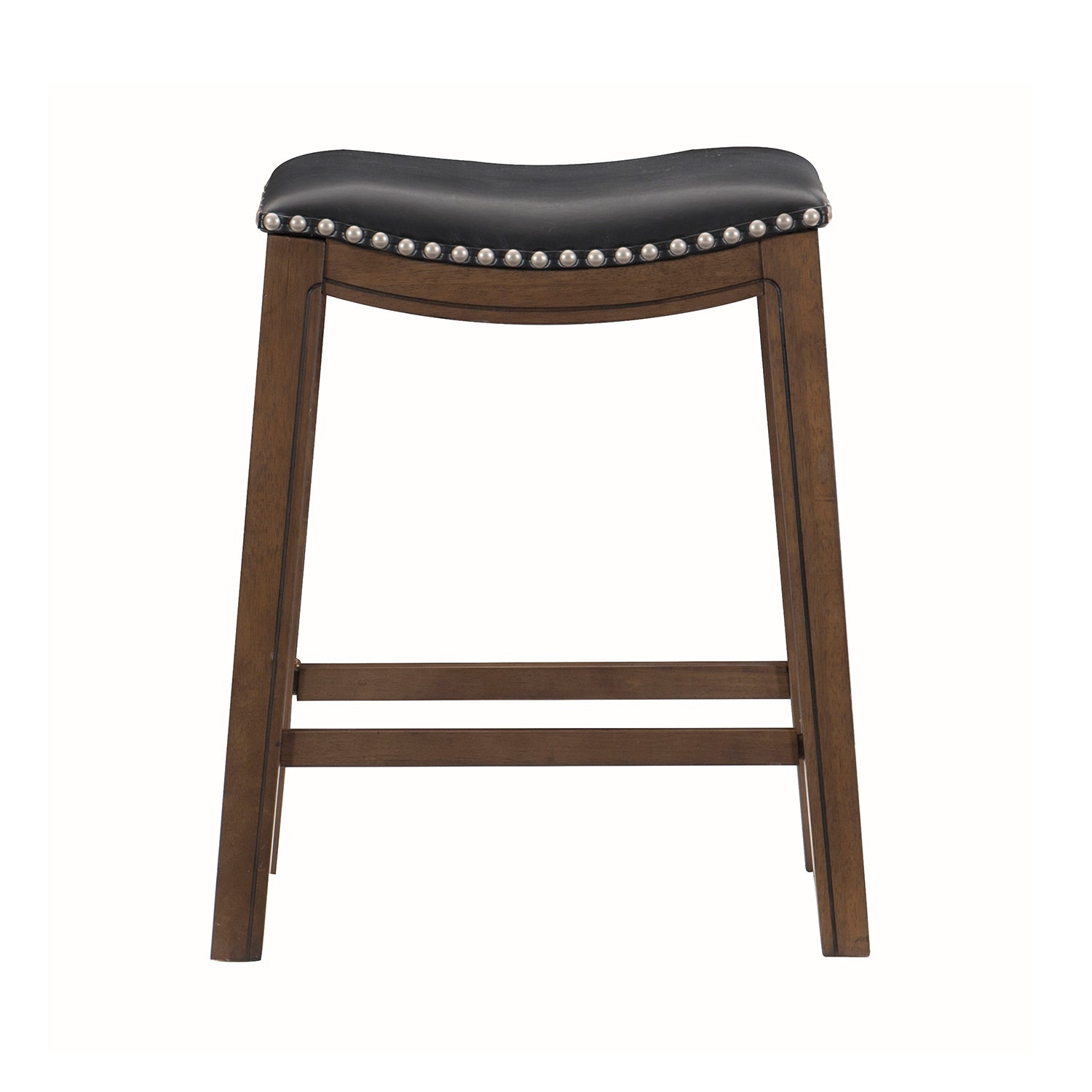 Homelegance 24" Counter Height Wooden Saddle Seat Barstools, Black (2 Pack) - VMInnovations