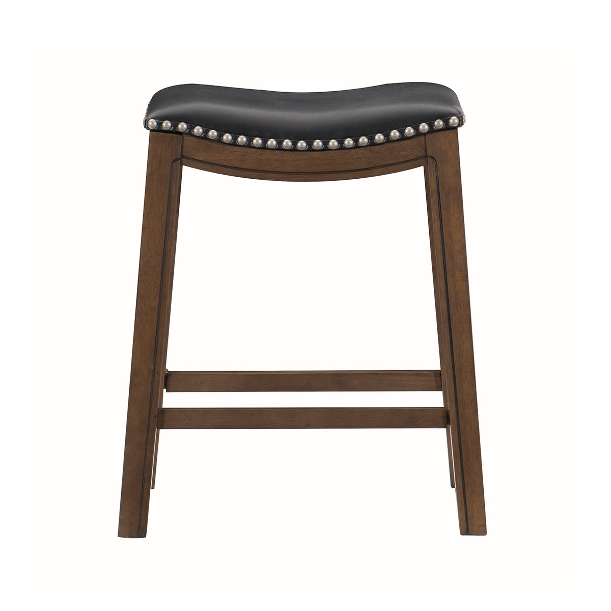 Homelegance 24" Counter Height Wooden Saddle Seat Barstools, Black (2 Pack)