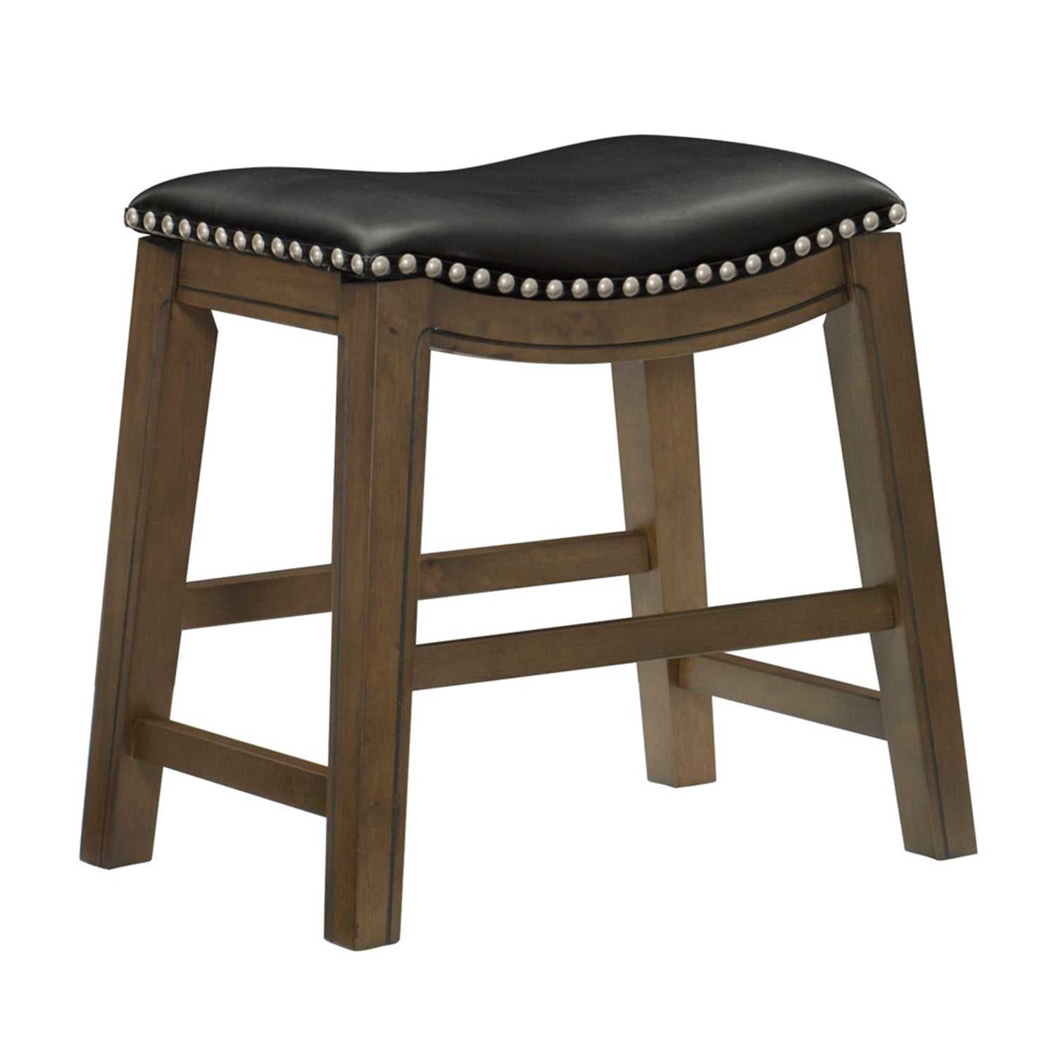 Homelegance 18" Dining Height Wooden Bar Stool Saddle Seat Barstool, Black Brown - VMInnovations