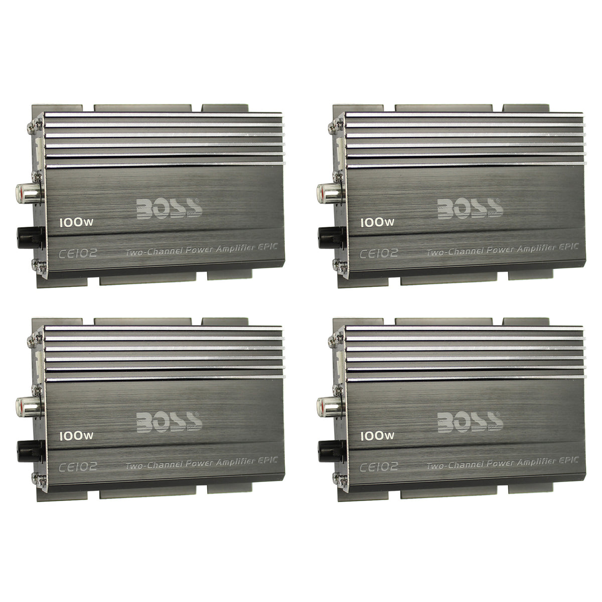 BOSS CE102 100 Watt 2 Channel Car/Motorcycle/ATV Audio Power Amplifier (4 Pack)