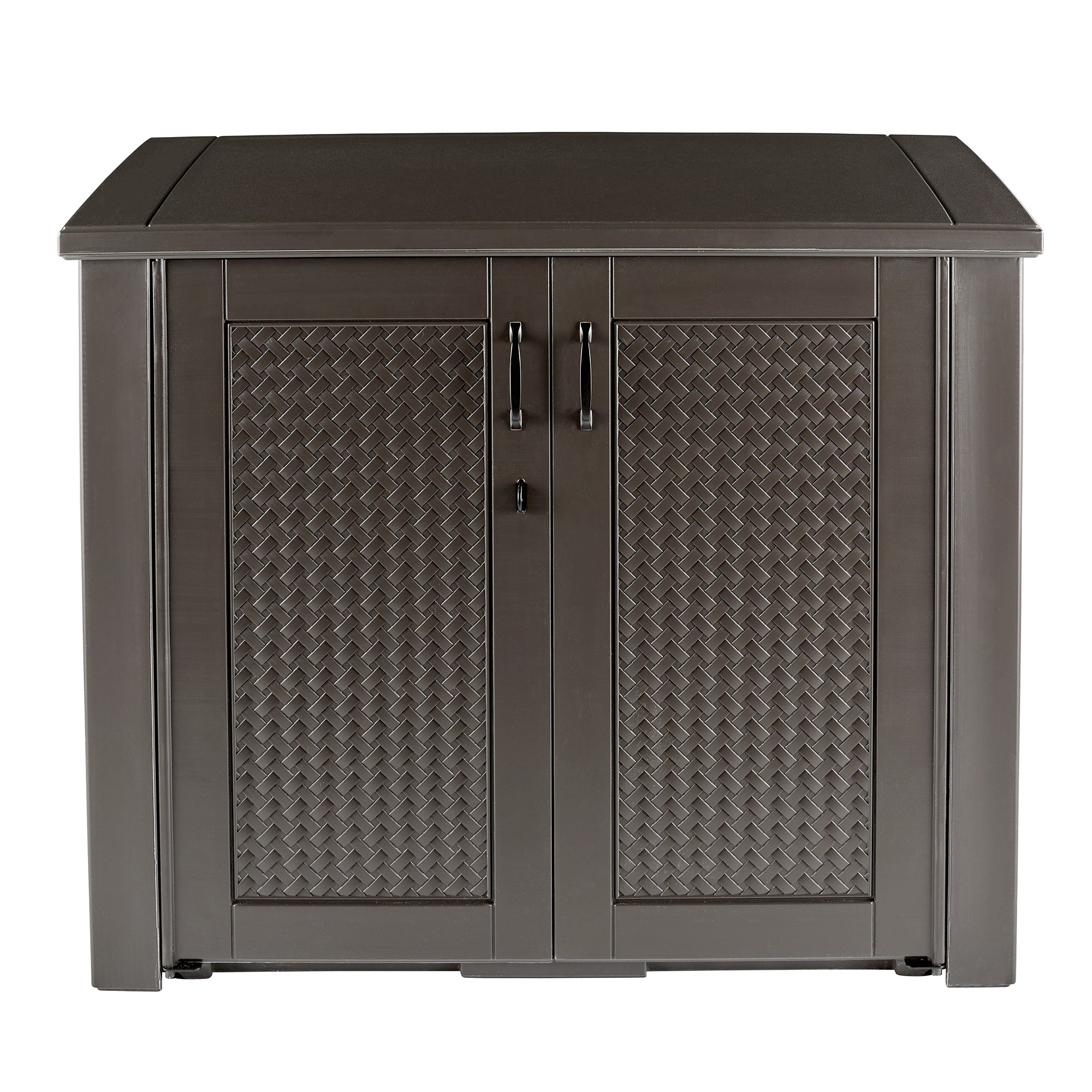 Rubbermaid Weather Resistant Weaved Resin Outdoor Patio Storage Cabinet, Brown - VMInnovations