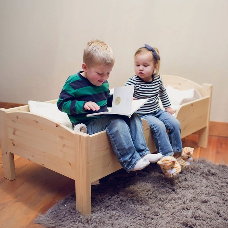 Little Colorado Traditional Wooden Toddler Bed with Side Rails, Natural Finish