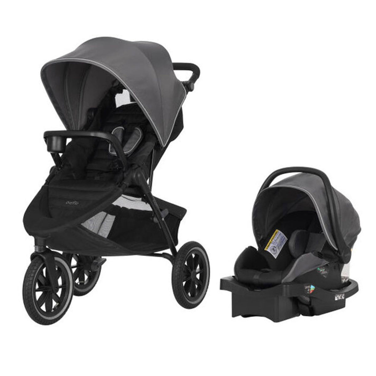 Evenflo Folio3 Stroller Jogger Travel System w/ LiteMax 35 Car Seat, Avenue Gray