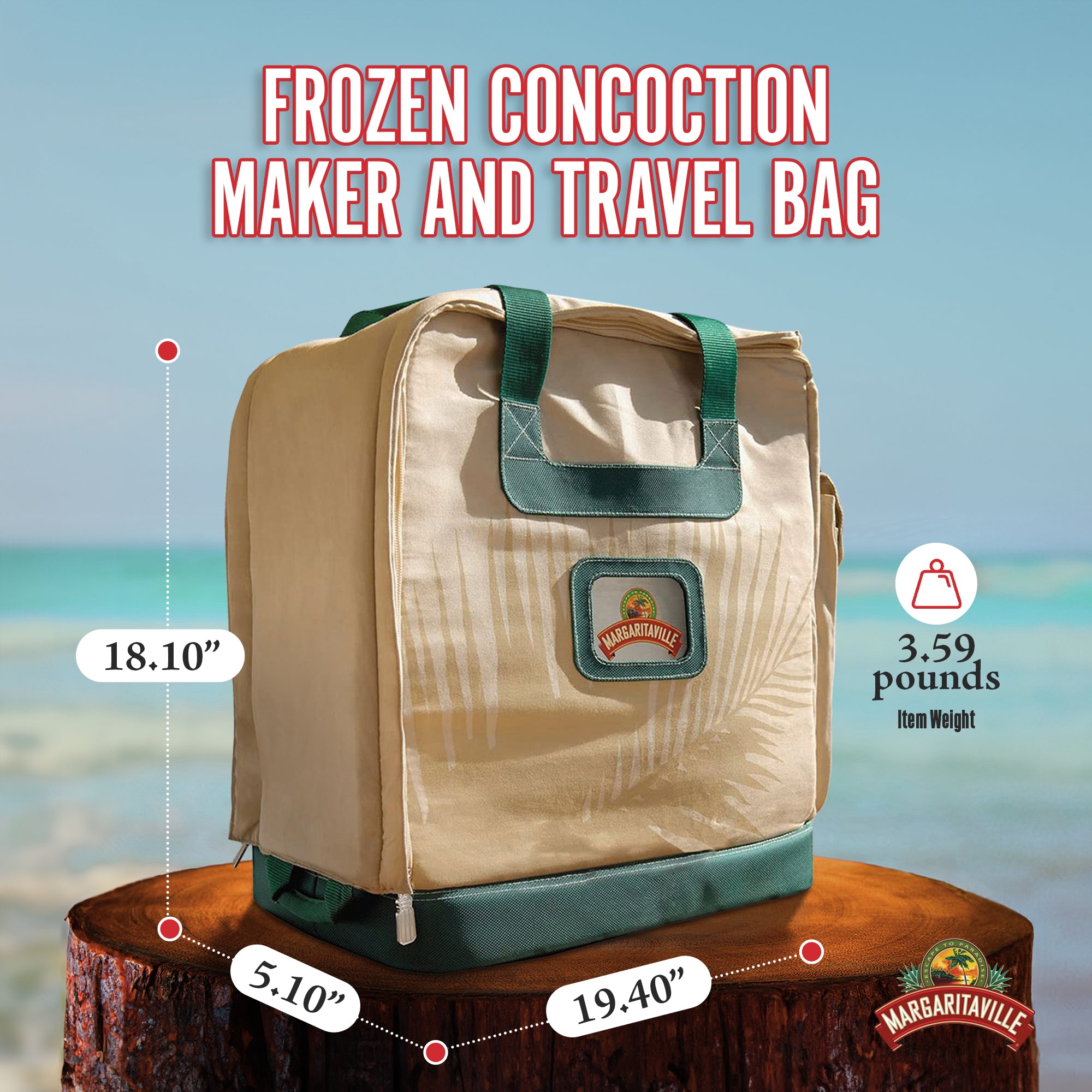 Margaritaville AD1200 Water Repellant Foam Padded Concoction Maker Travel Bag
