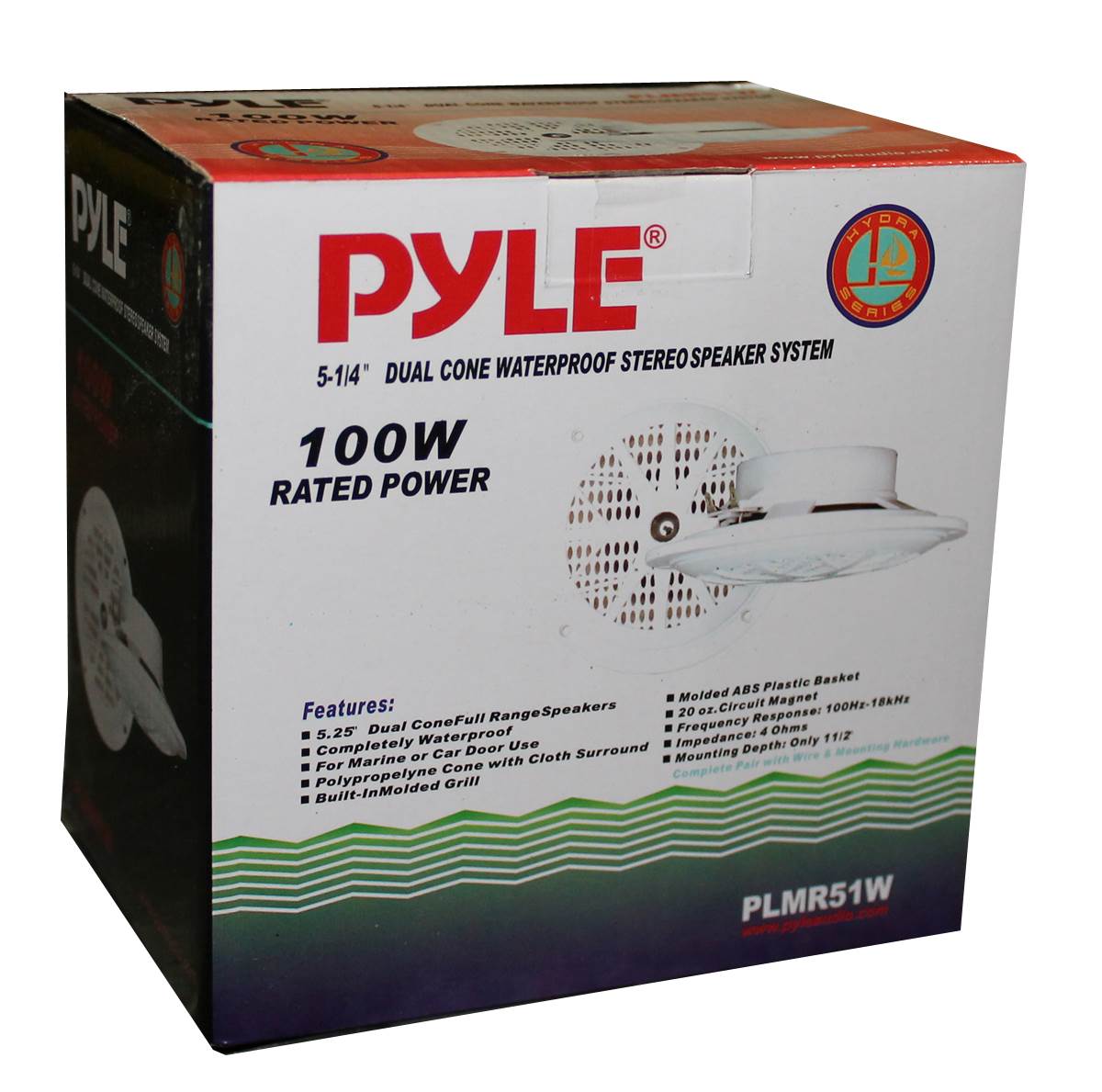 2) PYLE PLMR51W 5.25" 100W 2-Way Waterproof Marine/Boat/Car Audio Speakers White
