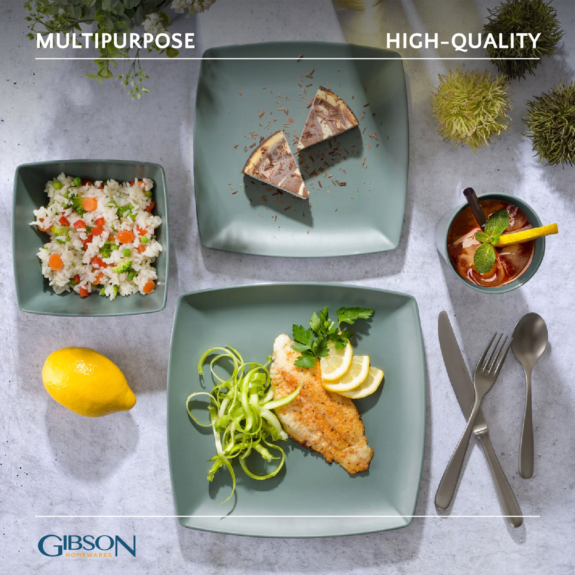 Gibson Home 16 Piece Dinnerware Set Plates, Bowls, & Cups (Open Box) (2 Pack) - VMInnovations