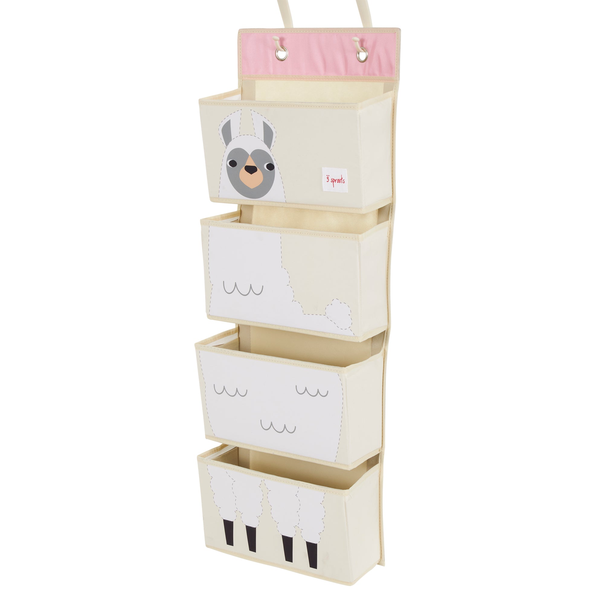 3 Sprouts Cute Storage Bin & Nursery Room Wall Hanging Basket Organizer, Llama - VMInnovations