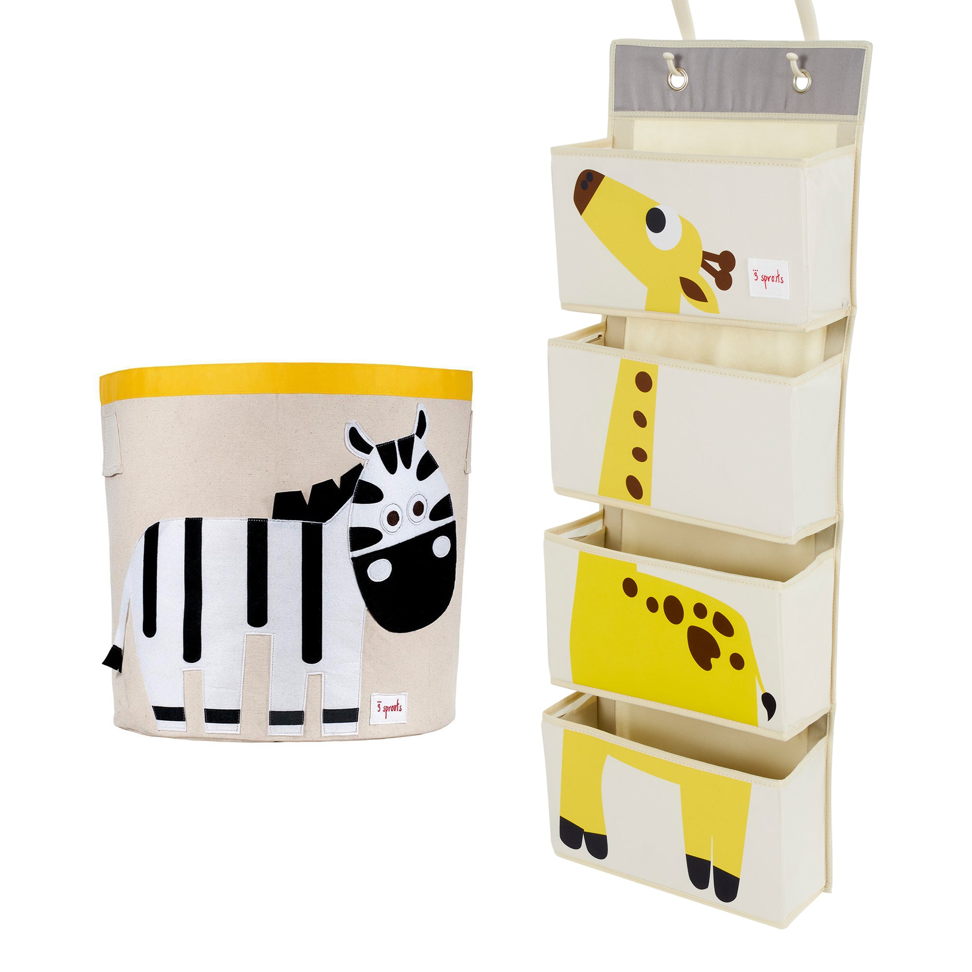 3 Sprouts Storage Bin Basket, Zebra & Wall Hanging Storage Organizer, Giraffe