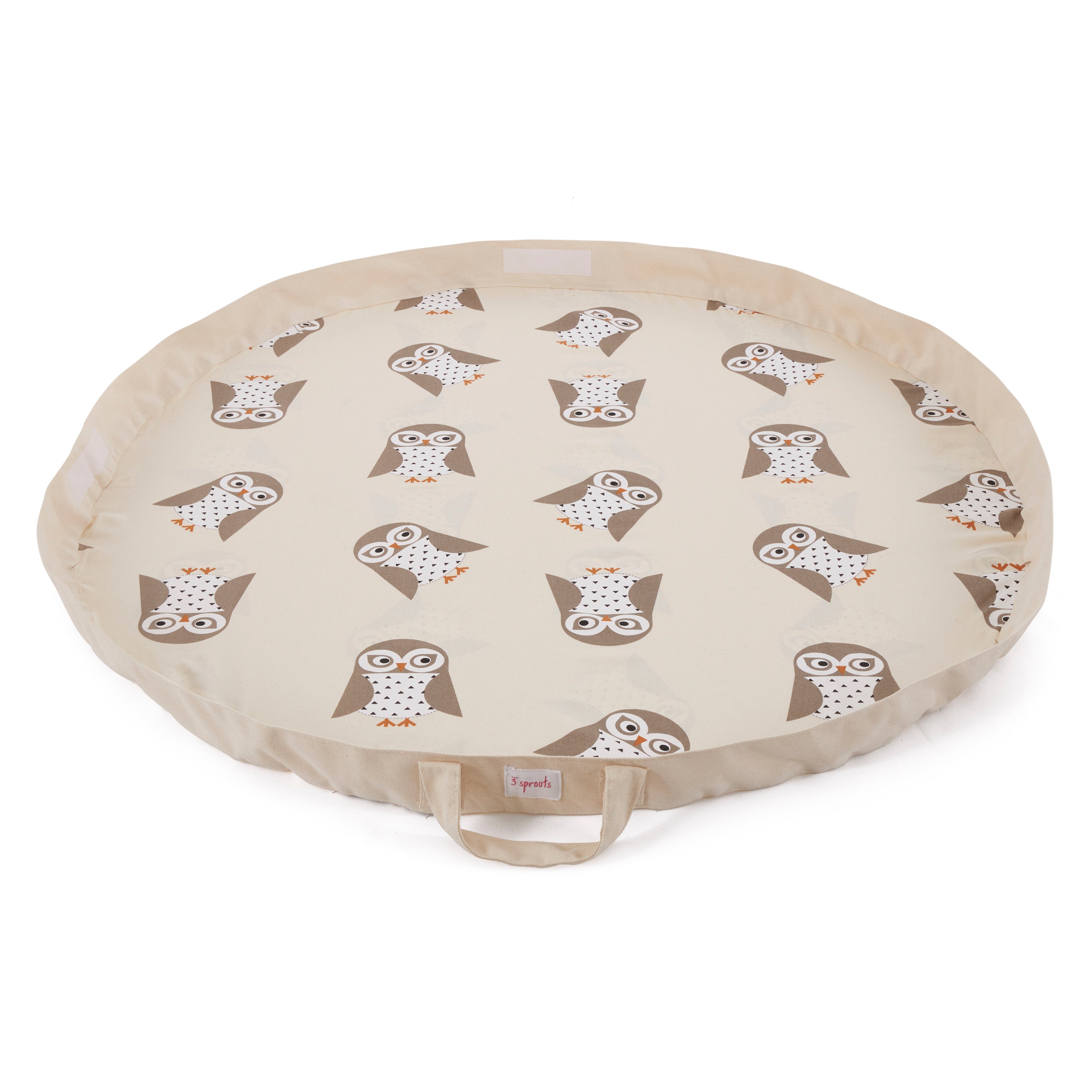 3 Sprouts Convertible Toy Storage Bag and Portable Play Mat, Gray Owl Pattern