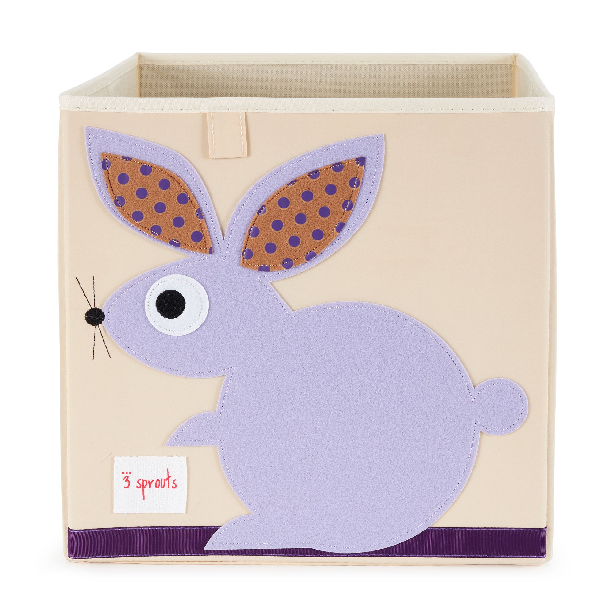3 Sprouts Children's Foldable Fabric Storage Cube Box Soft Toy Bin, Bunny Rabbit