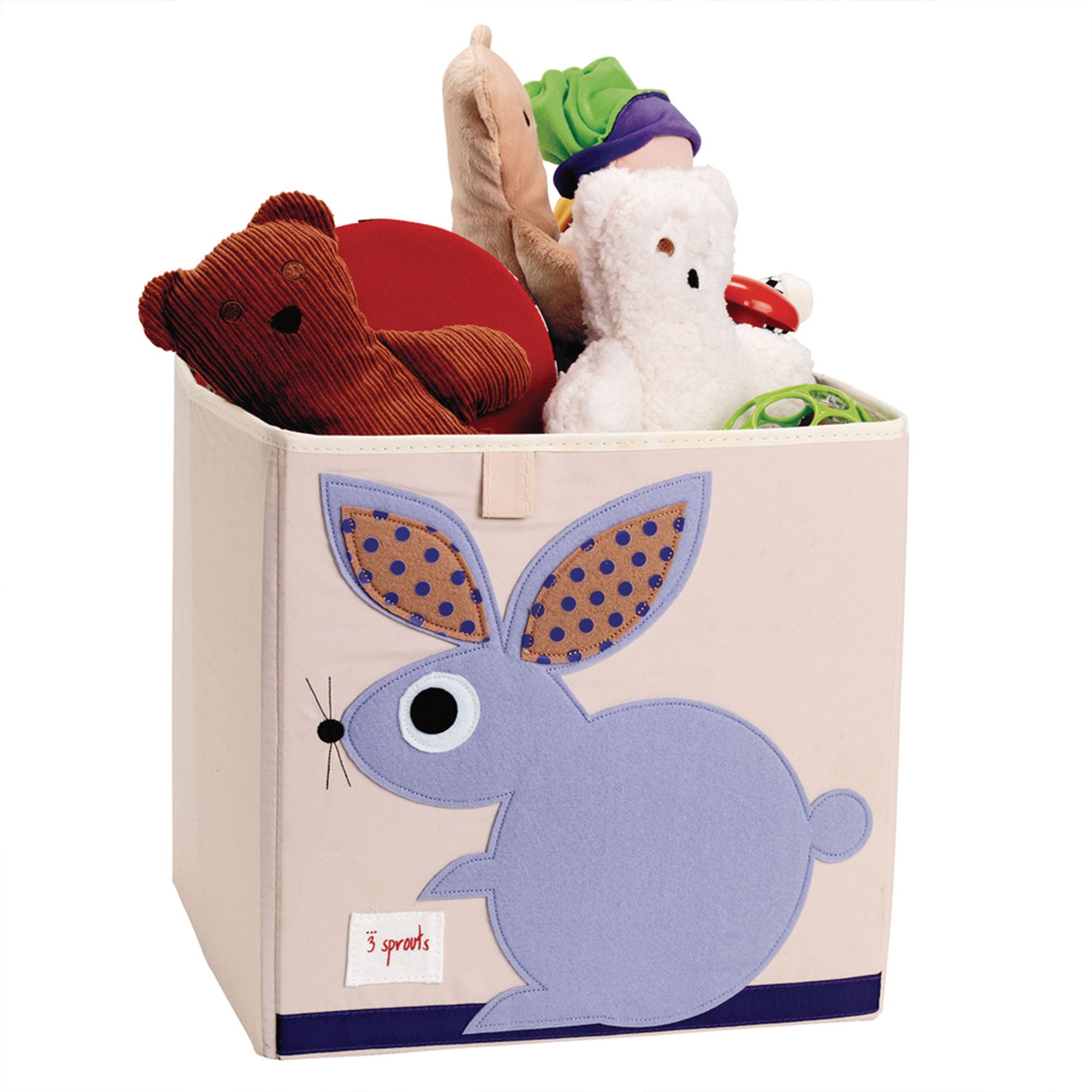3 Sprouts Children's Foldable Fabric Storage Cube Box Soft Toy Bin, Bunny Rabbit