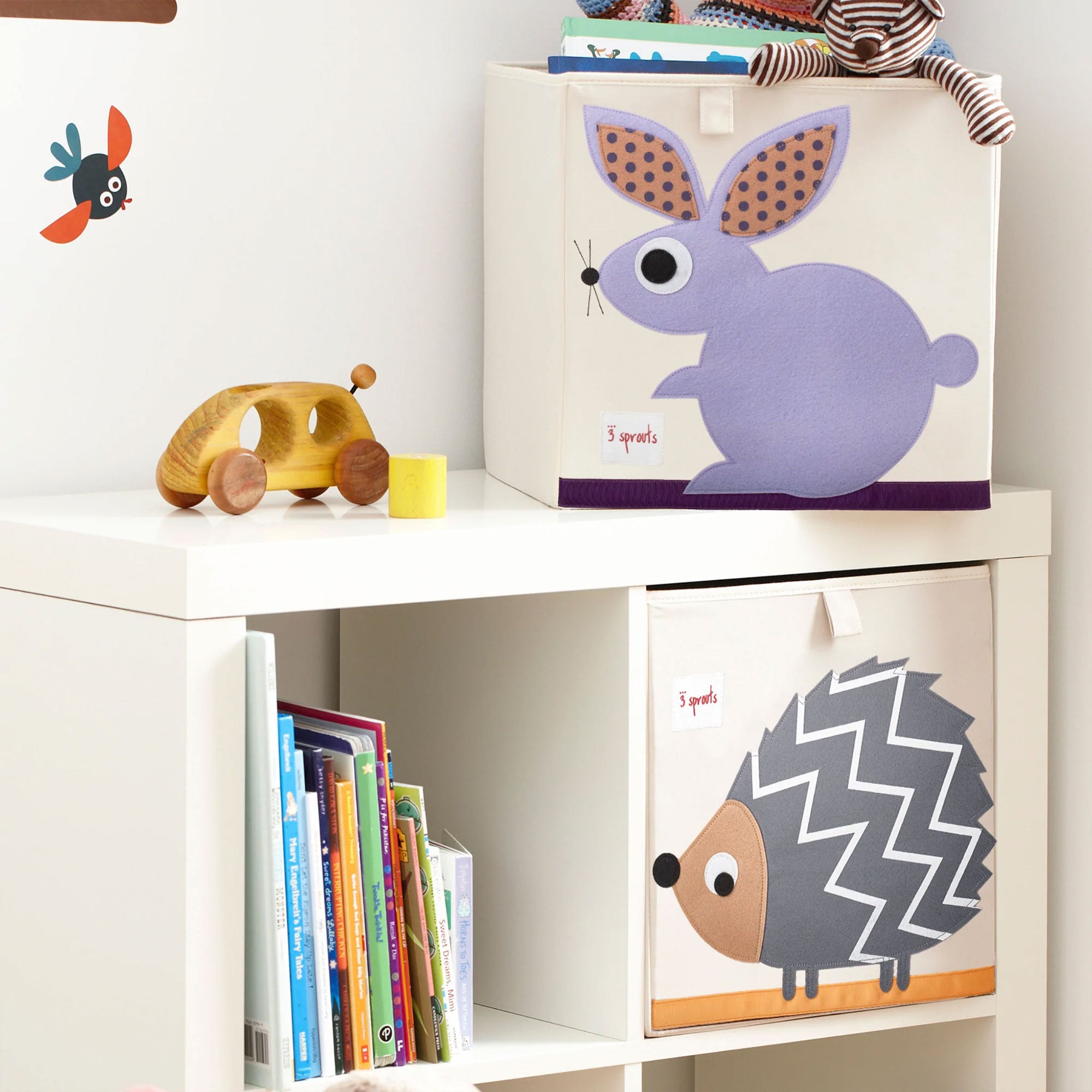 3 Sprouts Children's Foldable Fabric Storage Cube Box Soft Toy Bin, Bunny Rabbit