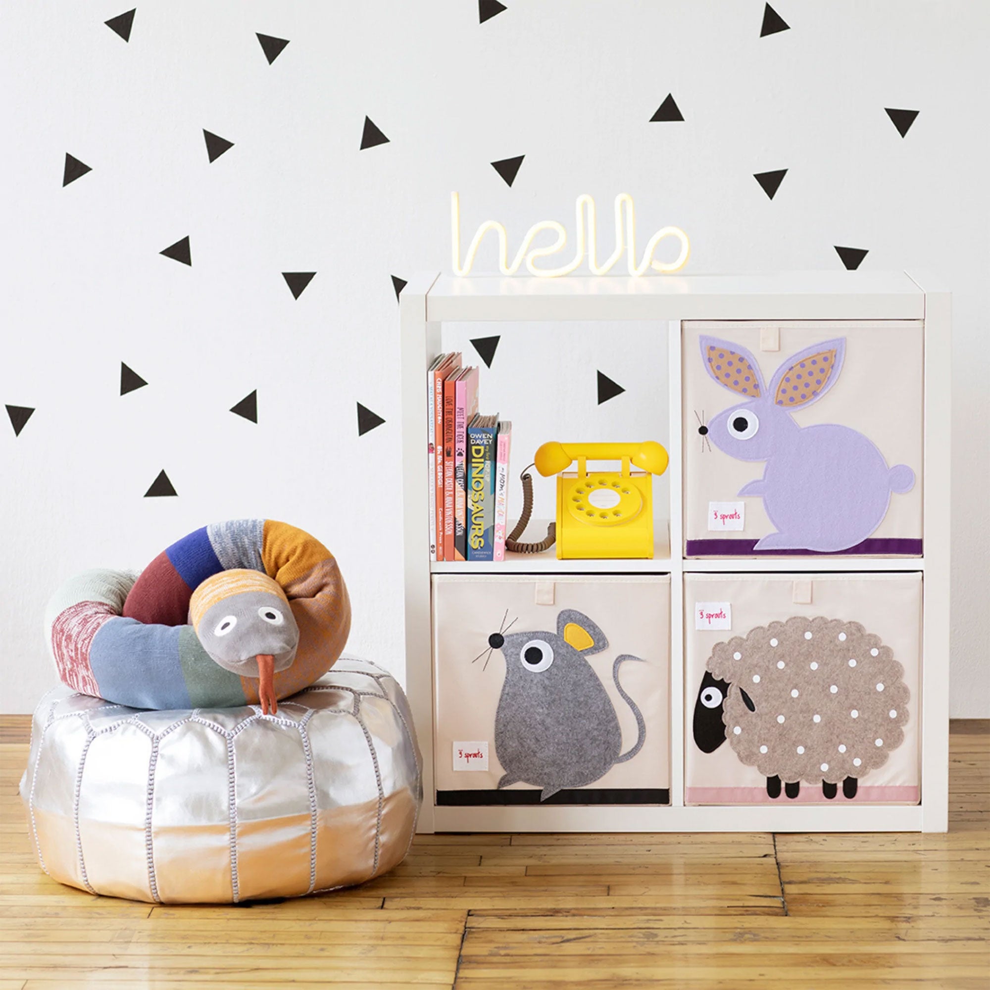3 Sprouts Children's Foldable Fabric Storage Cube Box Soft Toy Bin, Bunny Rabbit