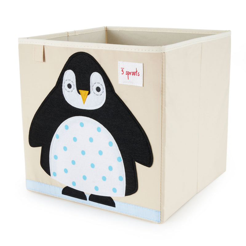 3 Sprouts Kids Foldable Fabric Penguin and Rhino Storage Cube Soft Toy Bins