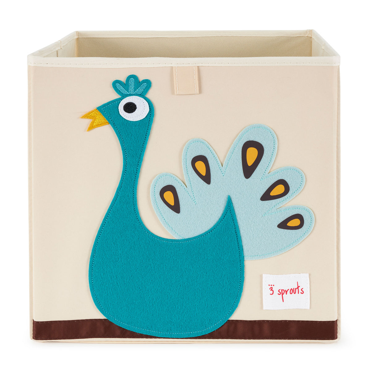3 Sprouts Children's Foldable Fabric Storage Cube Box Soft Toy Bin, Blue Peacock