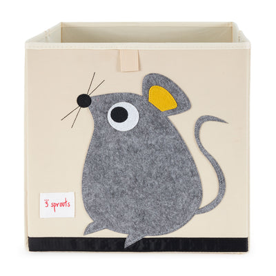 3 Sprouts Children's Foldable Fabric Storage Cube Box Soft Toy Bin, Gray Mouse