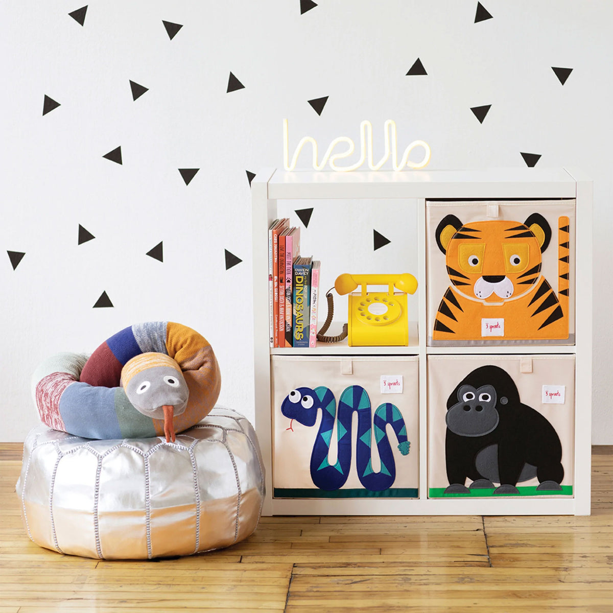 3 Sprouts Children's Foldable Fabric Storage Cube Box Toy Bin, Friendly Gorilla