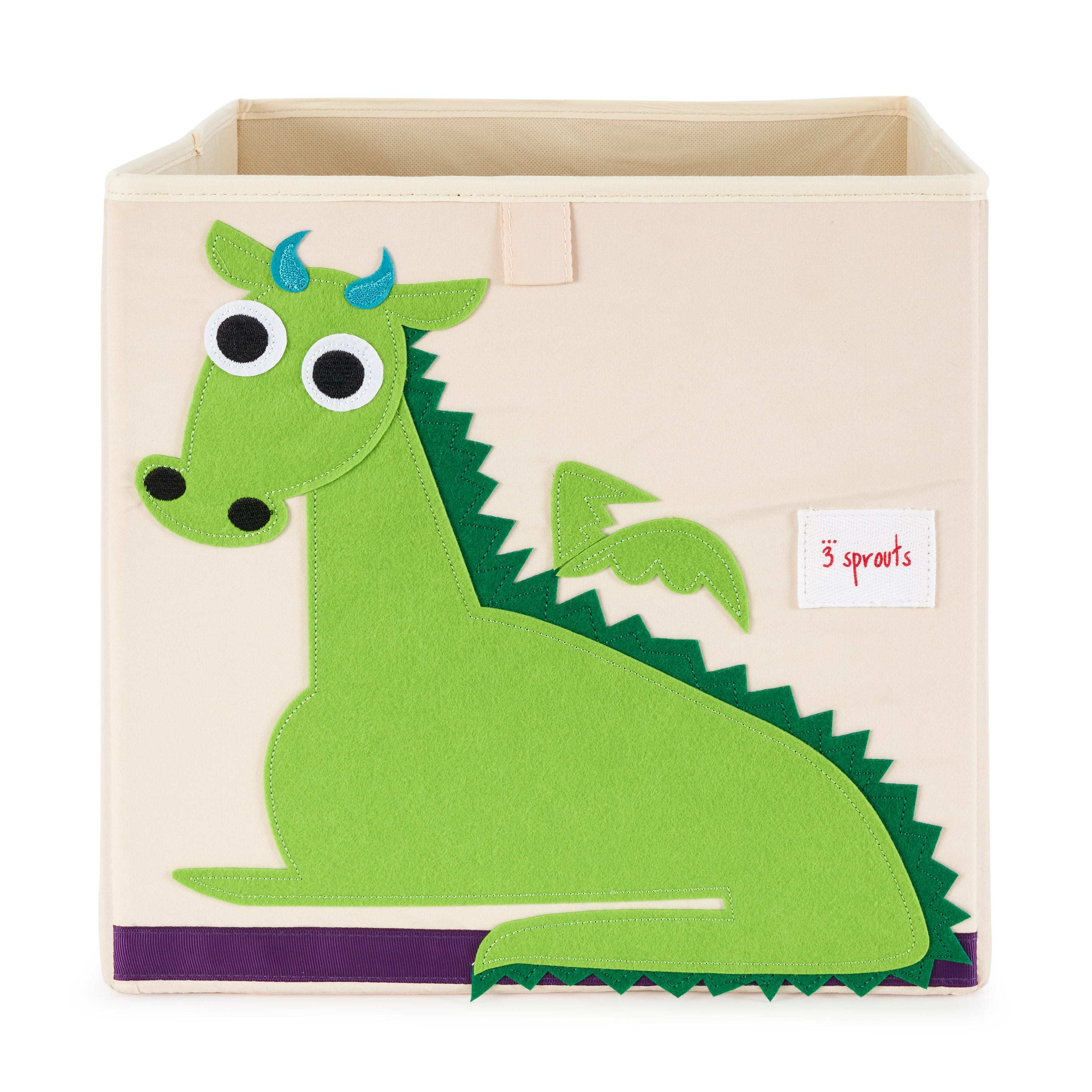 3 Sprouts Kids Foldable Dragon Felt Storage Cube Toy Bin and Rhino Cube Toy Bin - VMInnovations