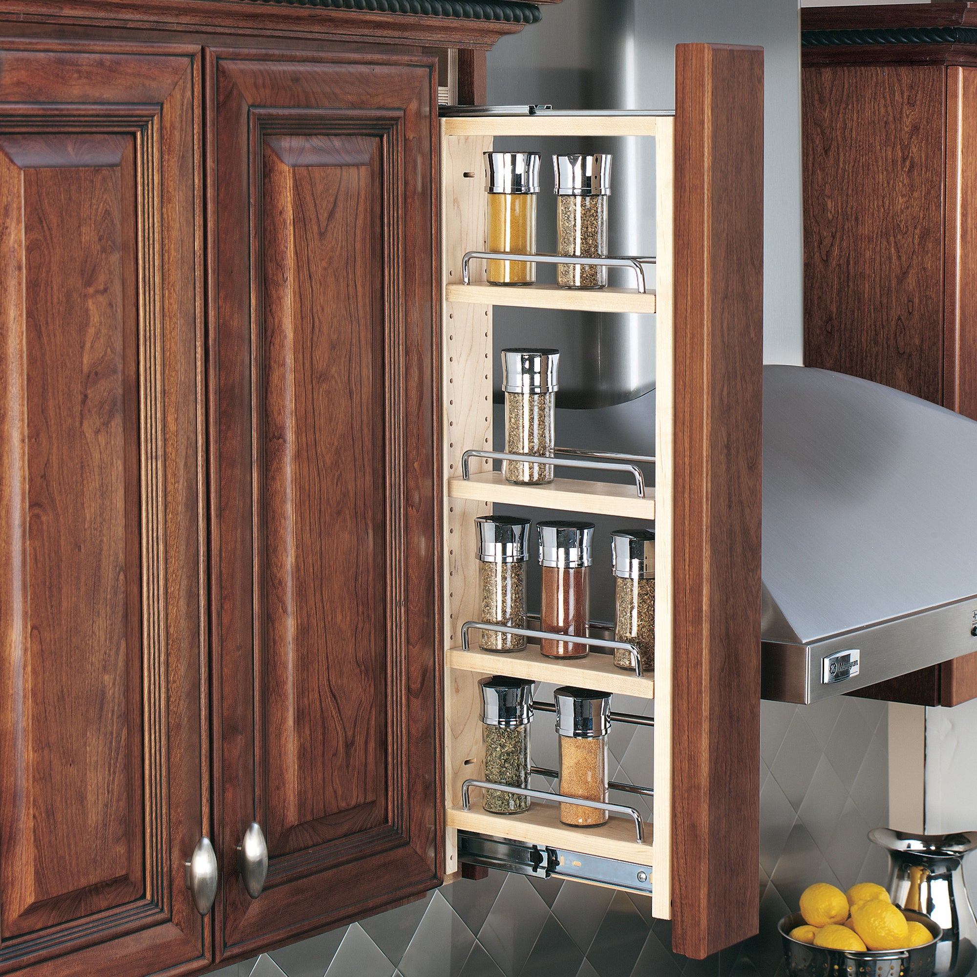 Rev-A-Shelf Pullout Wall Filler Cabinet Wooden Organizer, 36" Hgt, 432-WF36-3C - VMInnovations