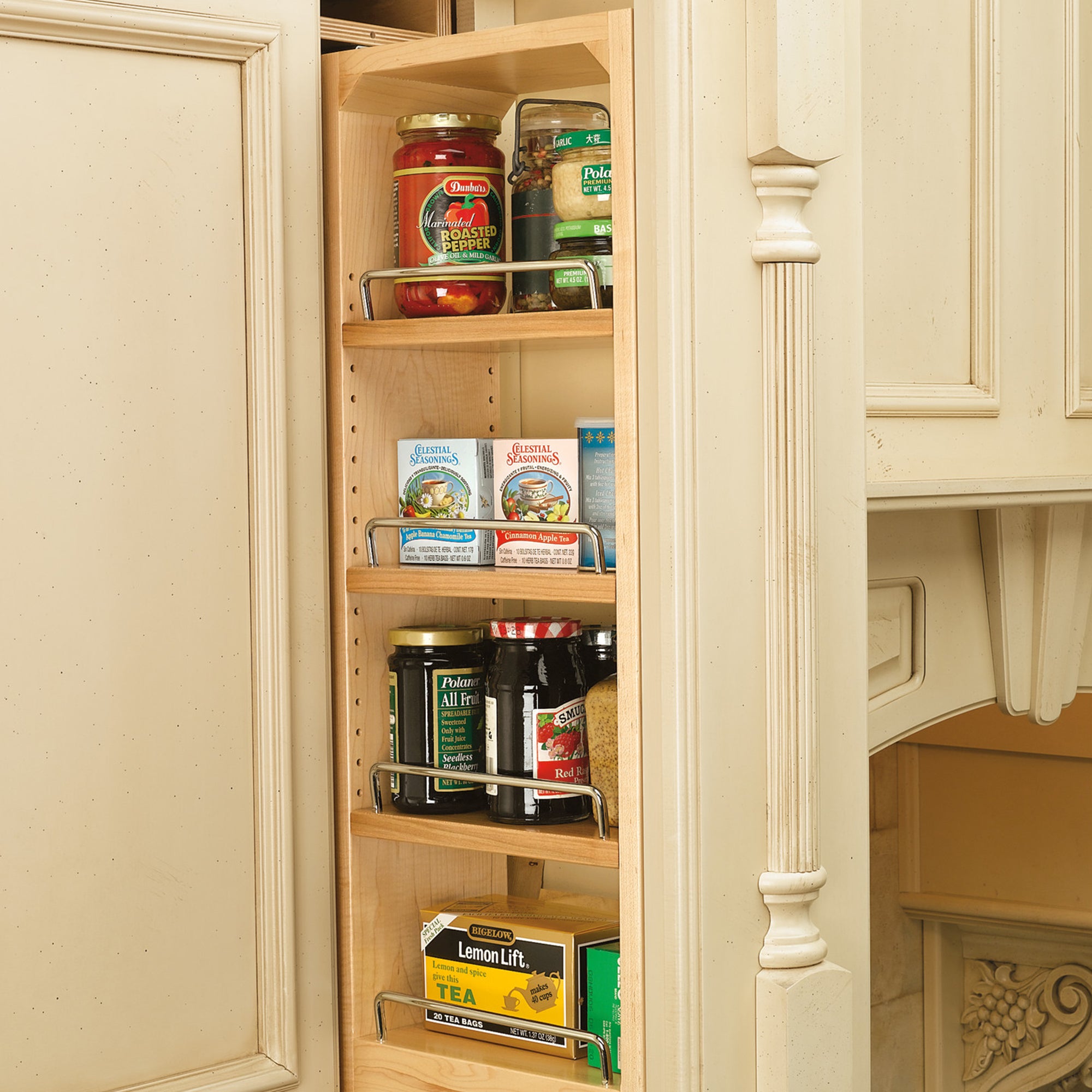 Rev-A-Shelf Pullout Wall Filler Cabinet Wooden Organizer, 36" Hgt, 432-WF36-6C - VMInnovations