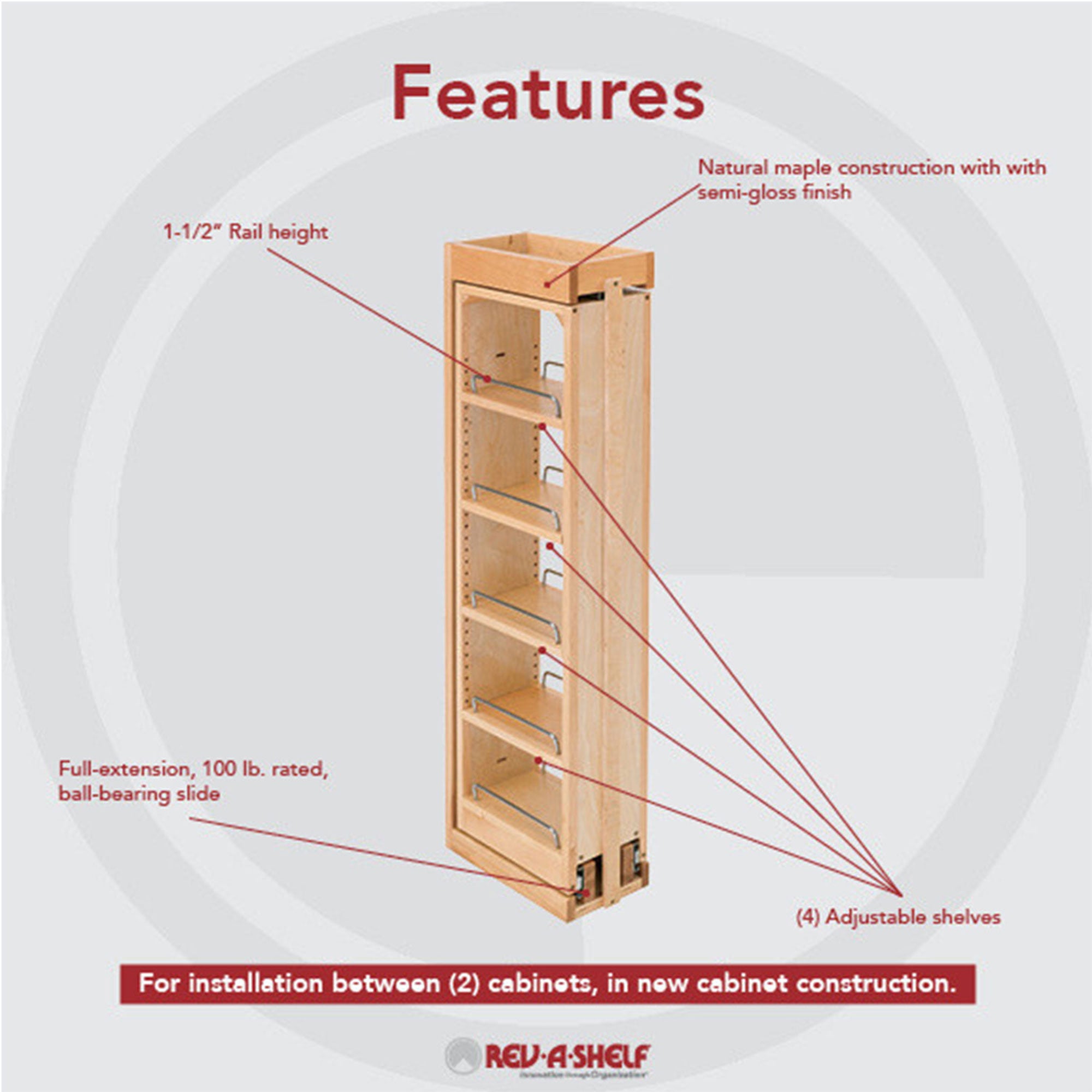 Rev-A-Shelf 432-WF39-6C 6"x39" Pullout Between Cabinet Wall Filler Storage(Used)