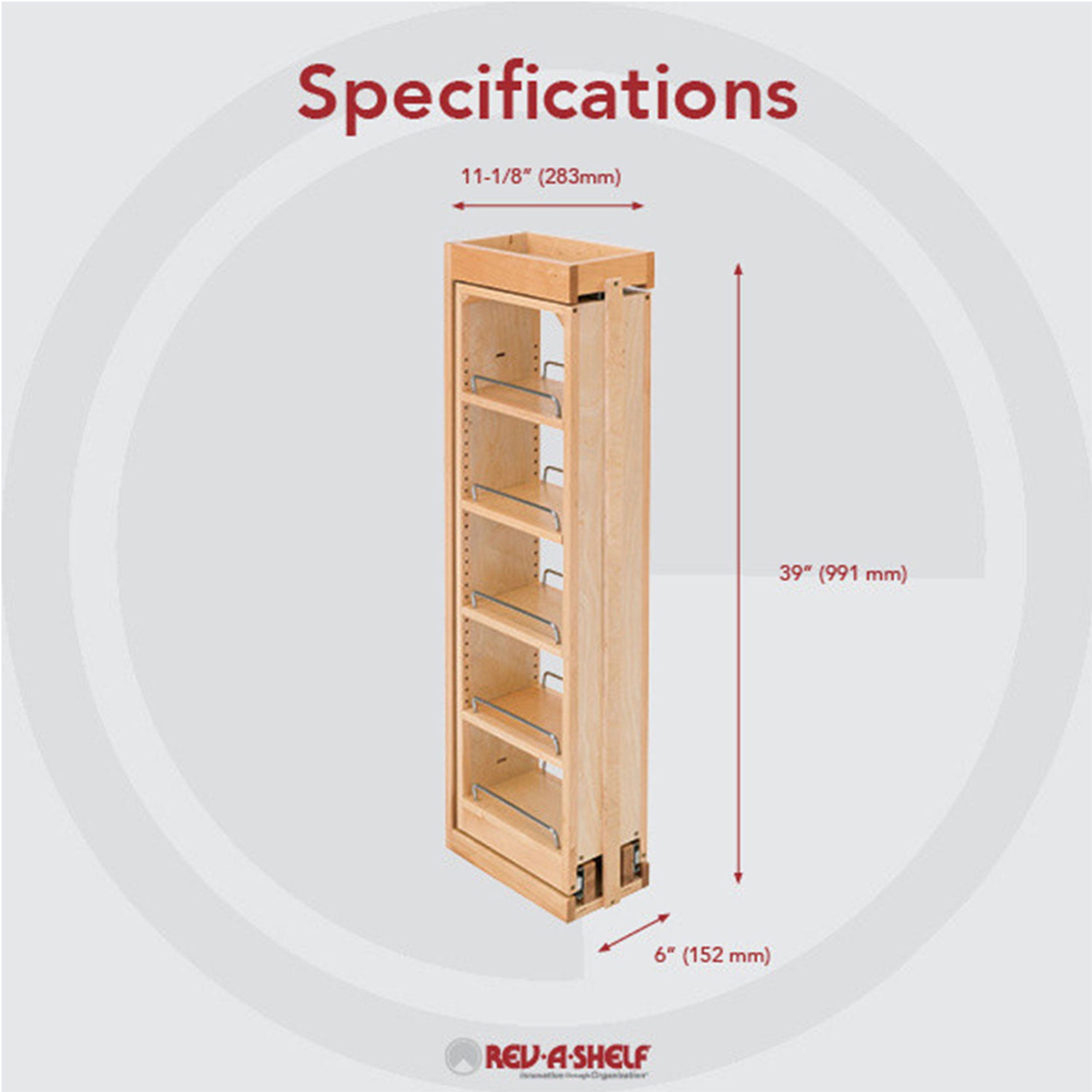 Rev-A-Shelf 432-WF39-6C 6"x39" Pullout Between Cabinet Wall Filler (Open Box)