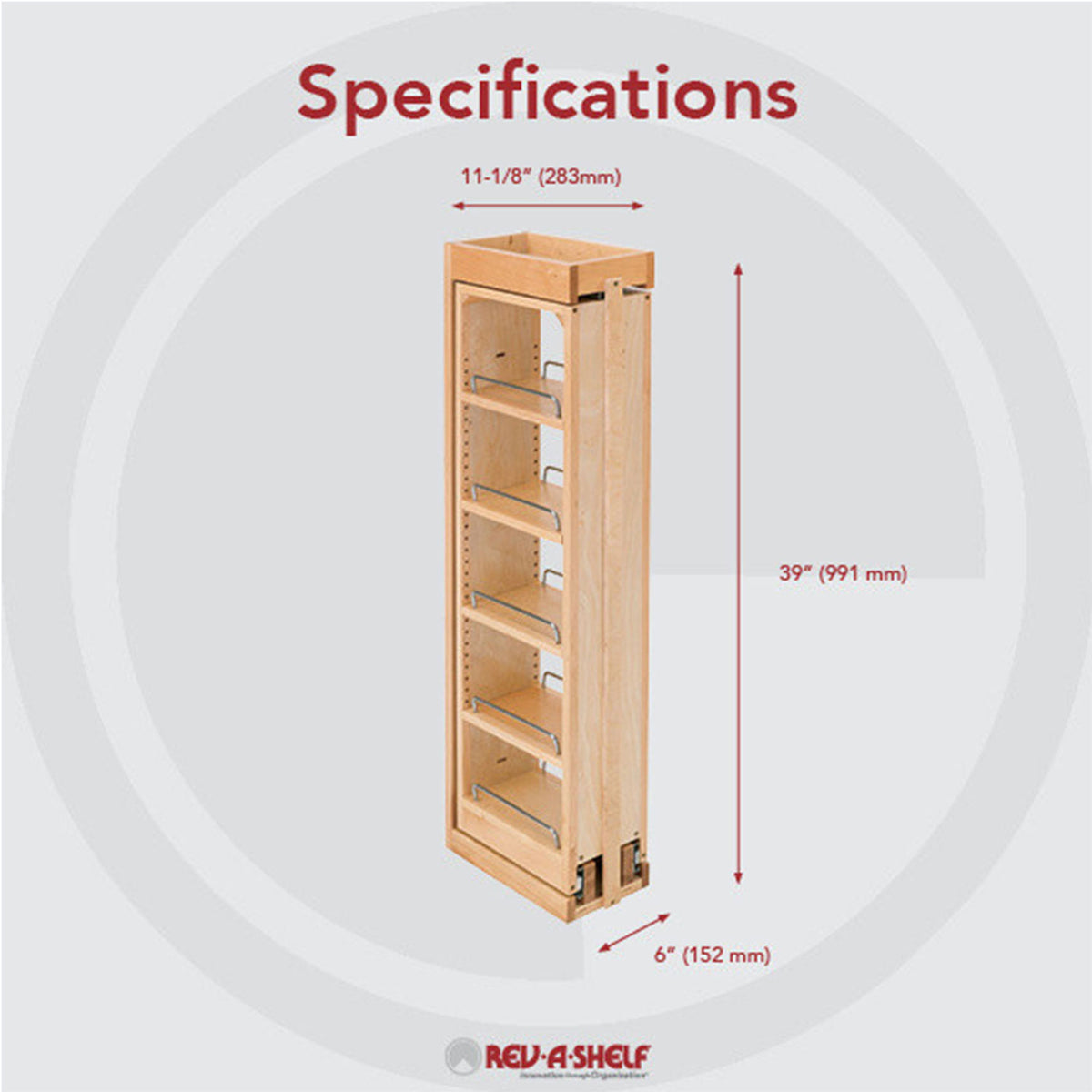 Rev-A-Shelf 432-WF39-6C 6"x39" Pullout Between Cabinet Wall Filler Storage(Used)