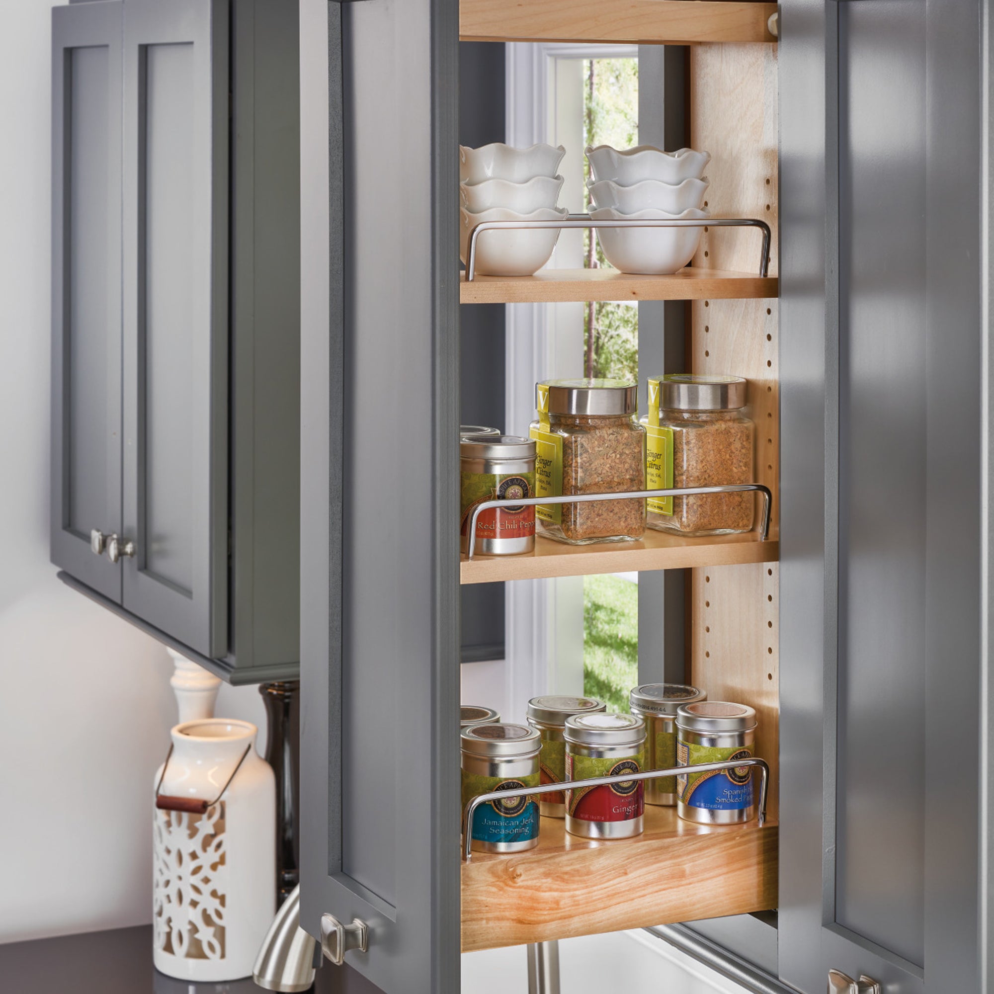 Rev-A-Shelf 5" Pullout Soft Close Cabinet Storage Organizer, Wood (Open Box)