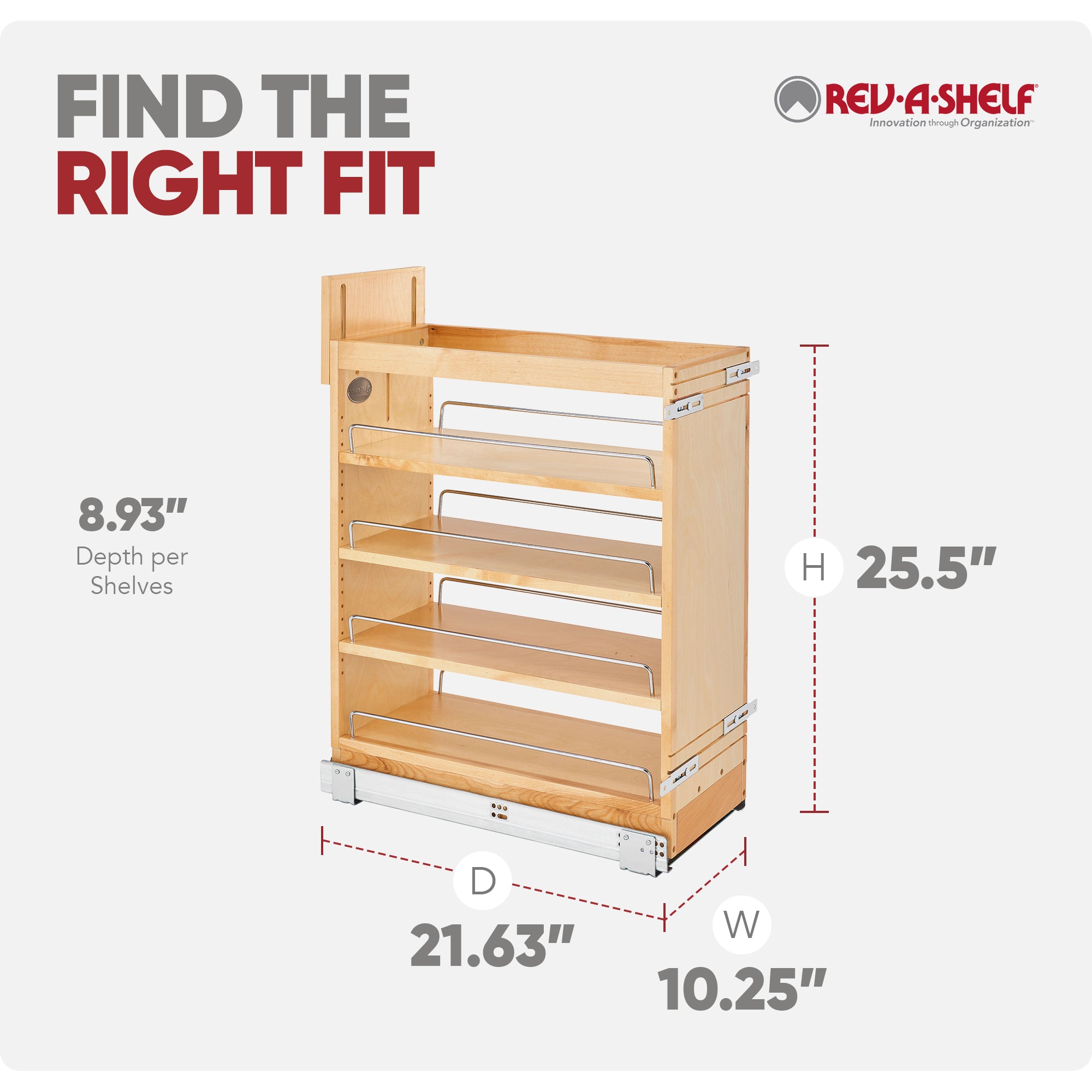 Rev-A-Shelf 10.25" Pullout Kitchen Cabinet Organizer Soft-close, 448-BCSC-9C