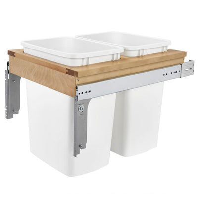 Rev-A-Shelf Double Pull Out Top Mount Trash Can 35 Quart, White, 4WCTM-21DM2-162