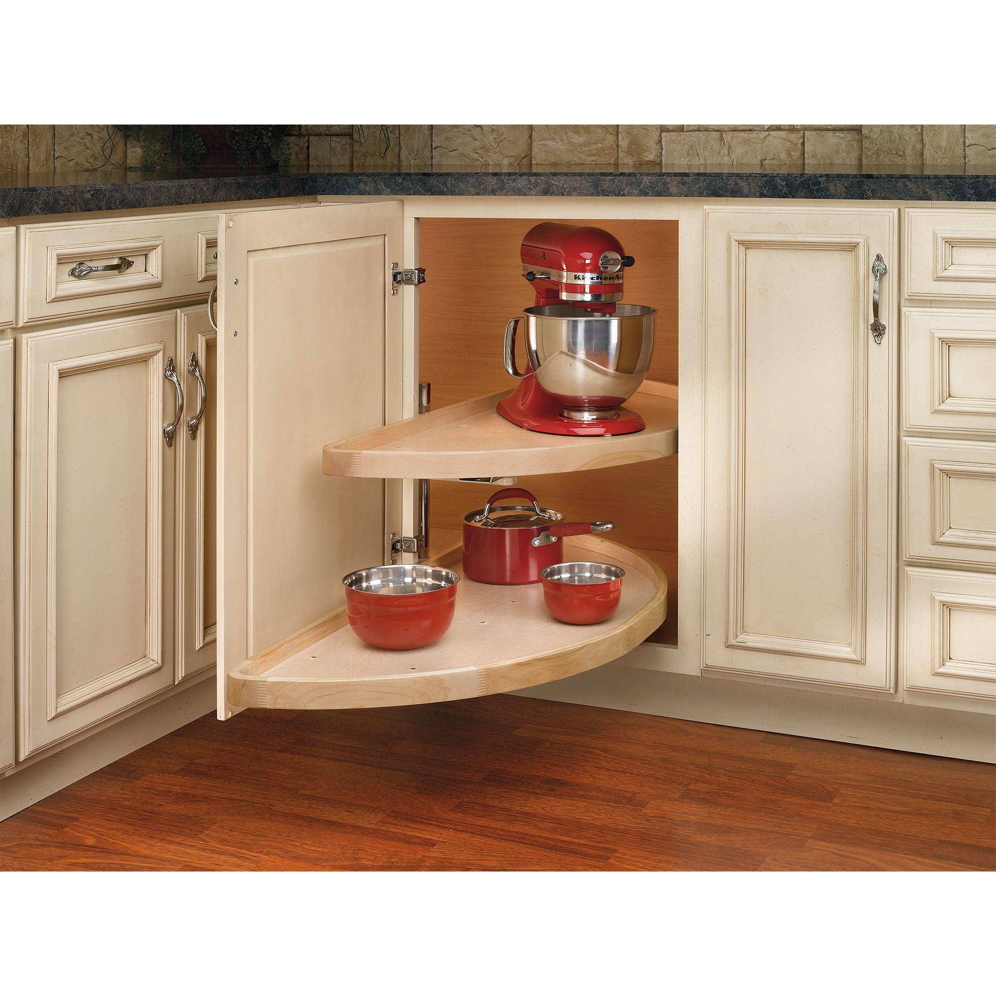 Rev-A-Shelf 32 Inch Wooden Kitchen Cabinet 2-Shelf Half Moon Lazy Susan (Used)